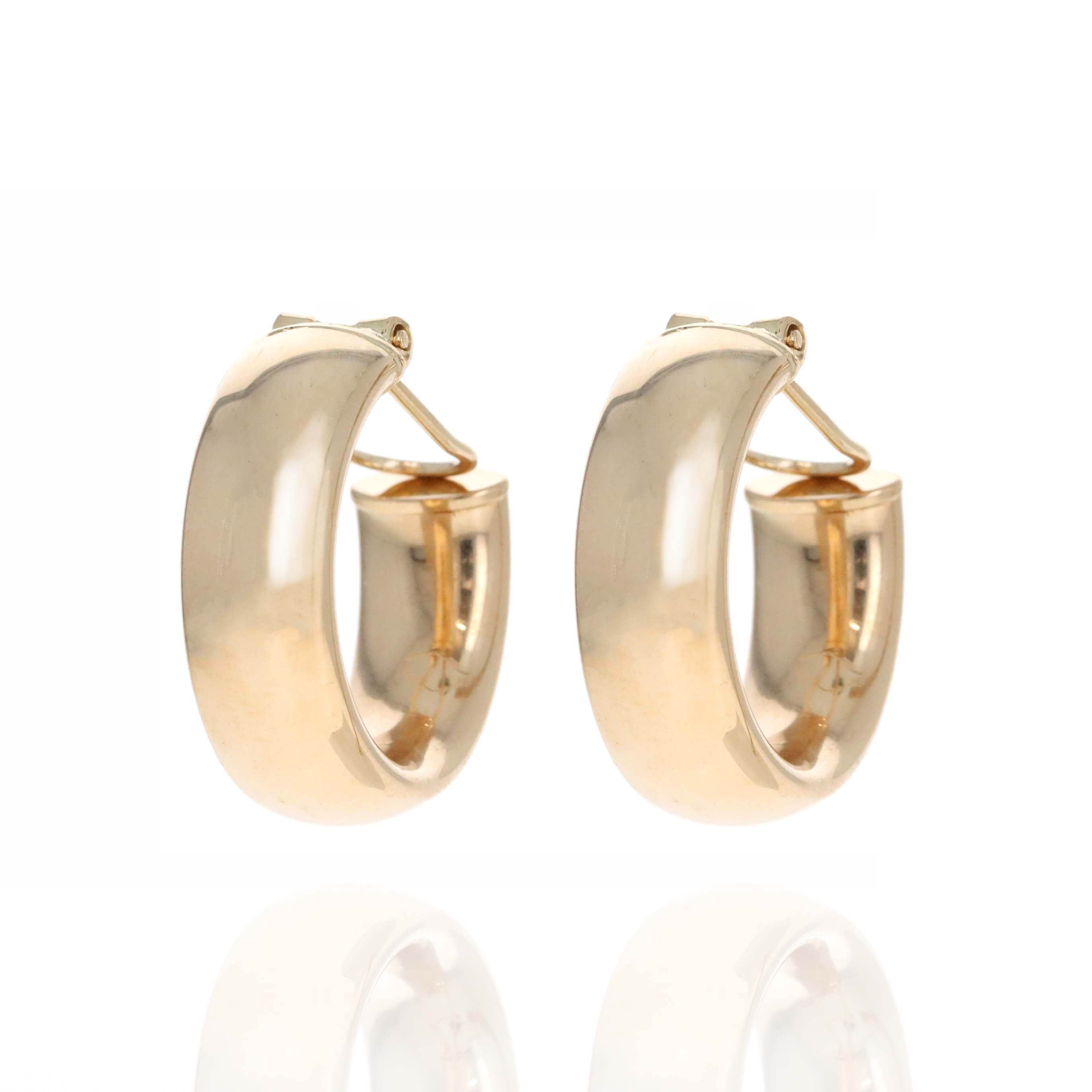 14K Yellow Gold Clip On Hollow Hoops - Replica Handbags