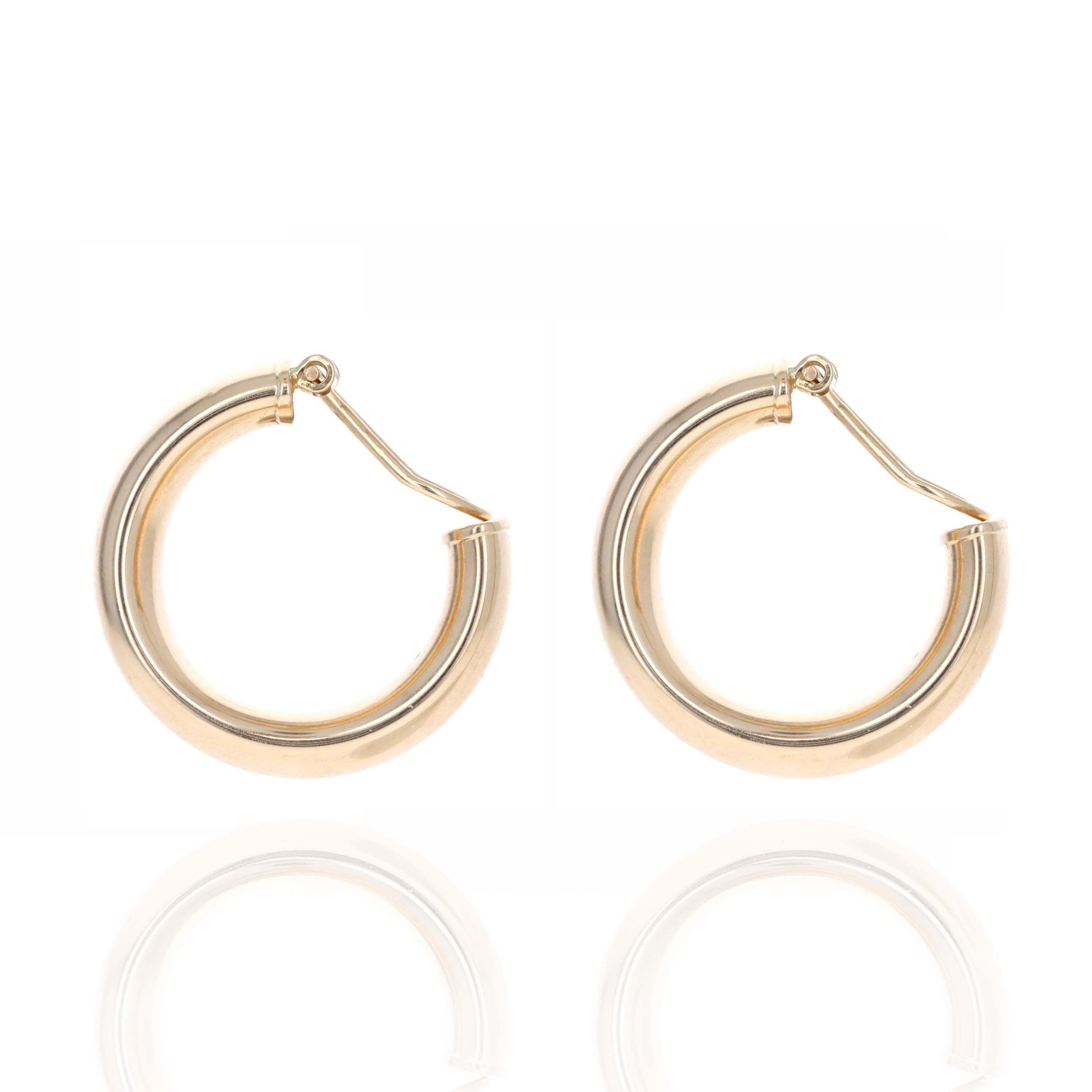 14K Yellow Gold Clip On Hollow Hoops -  Replica Handbags 