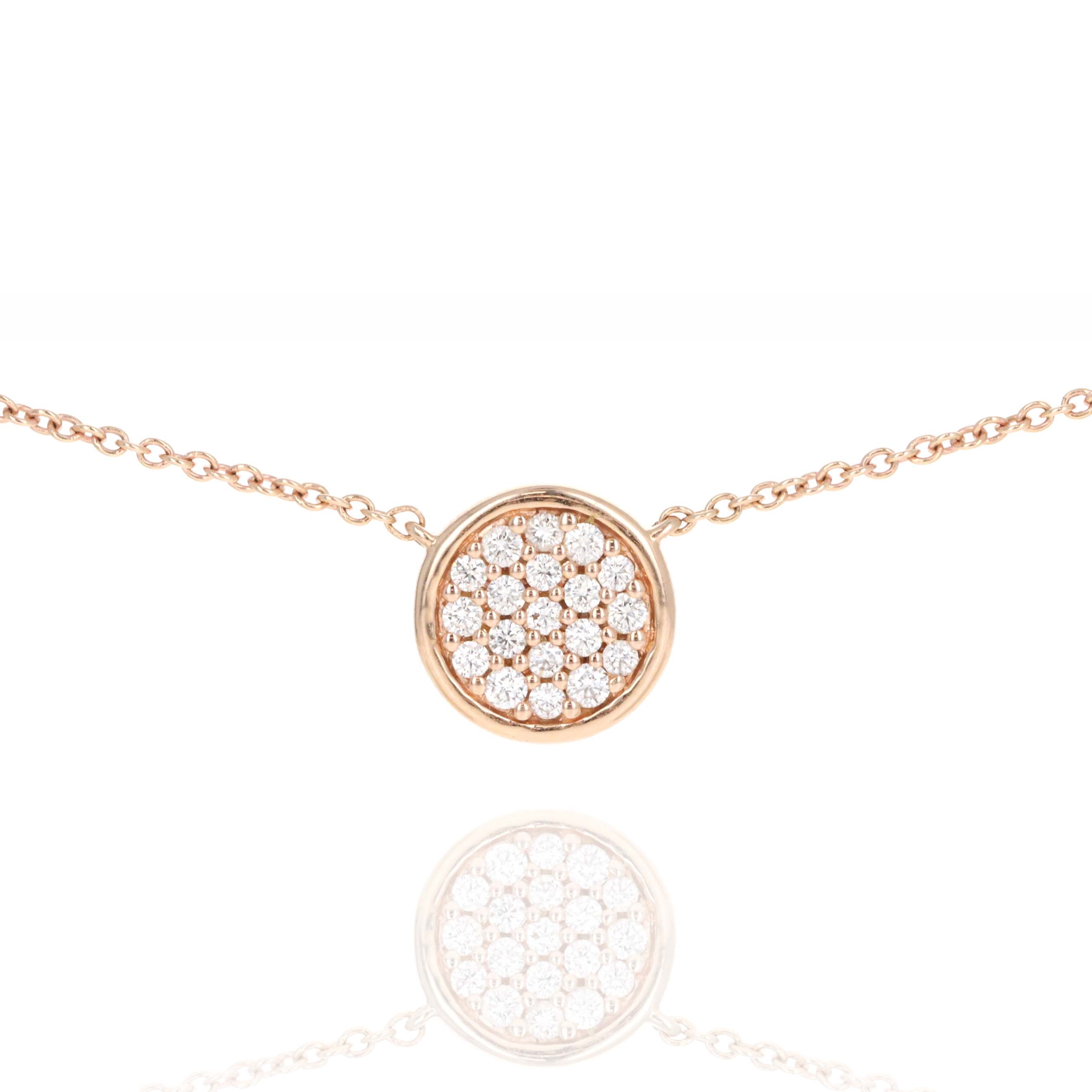 14K Rose Gold 0.38 Carat Diamond Pave Pendant Necklace -  Replica Handbags 