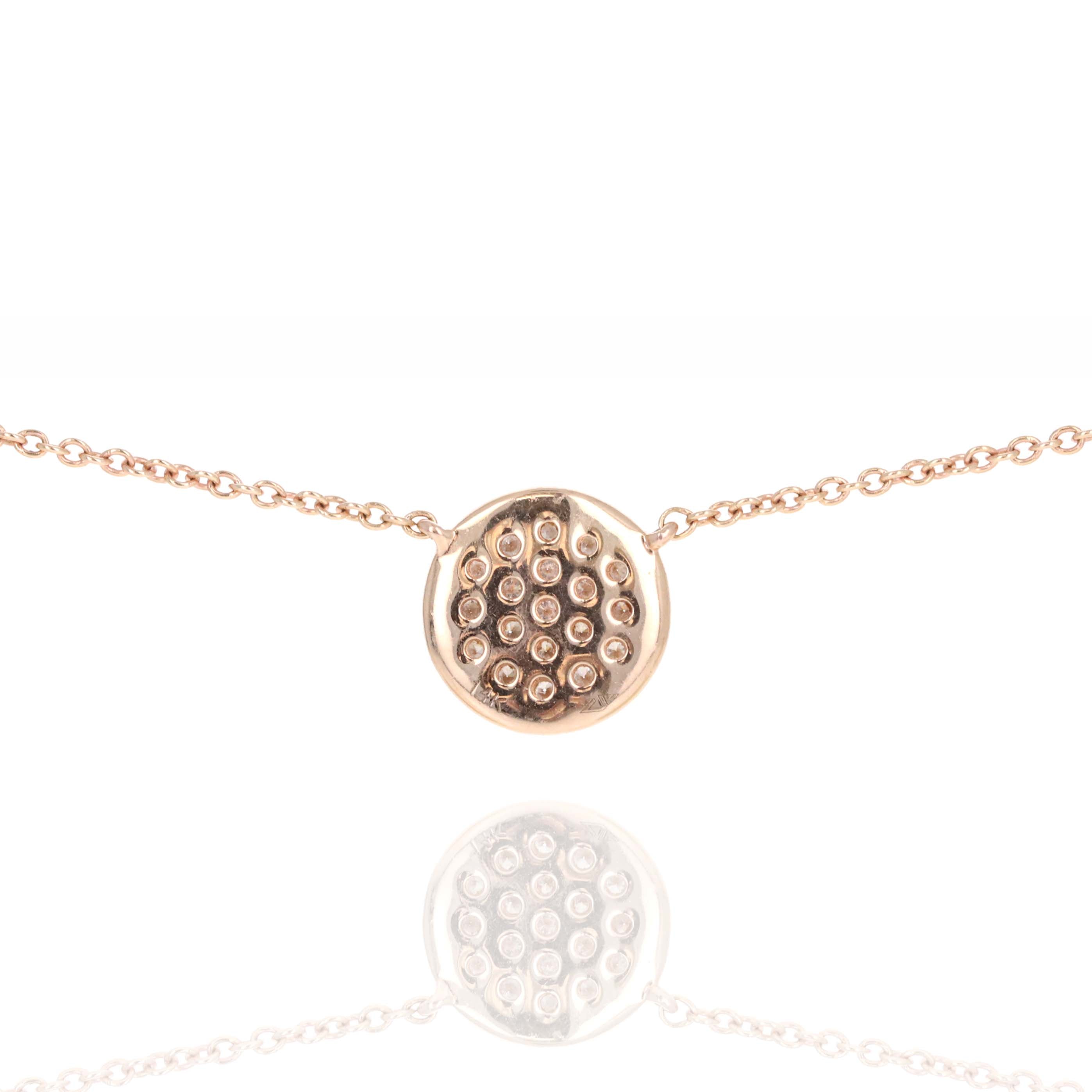 14K Rose Gold 0.38 Carat Diamond Pave Pendant Necklace - Replica Handbags
