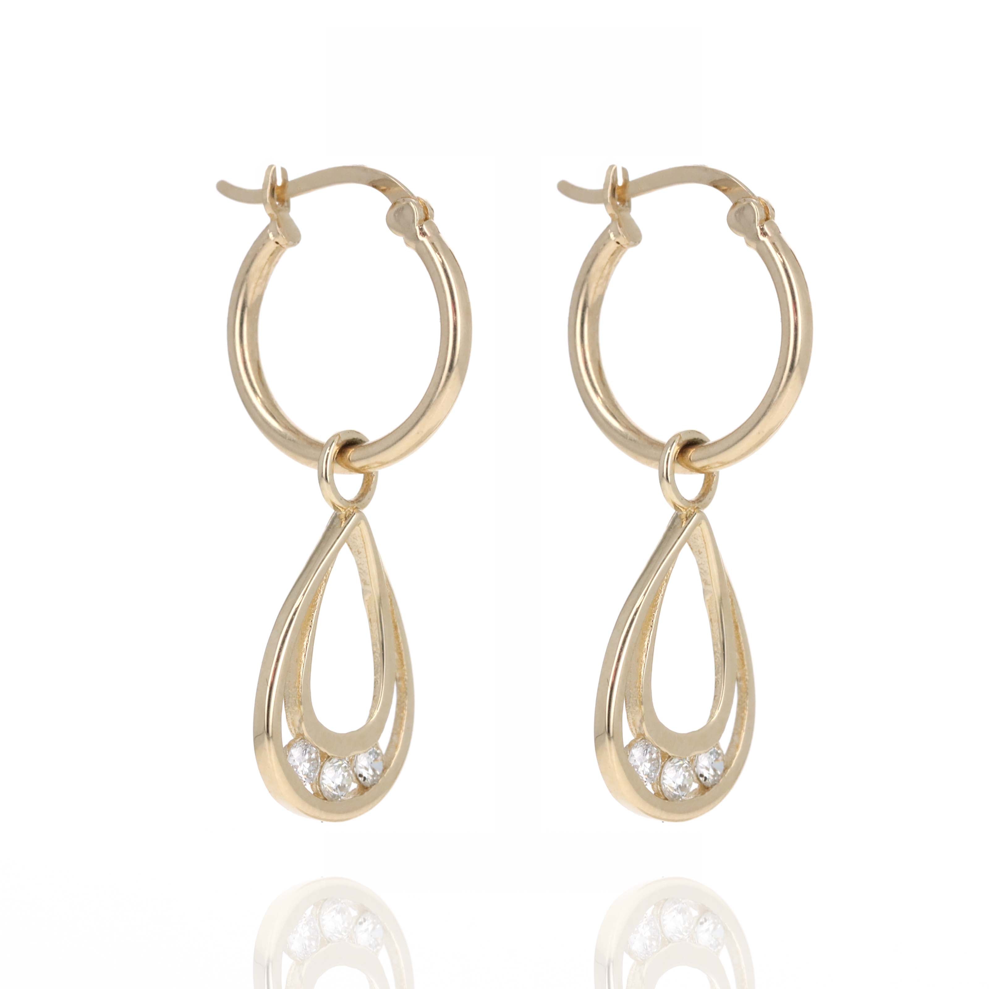 14K Yellow Gold 0.21 Carat Diamond Teardrop Hoop Drop Earrings - Replica Handbags