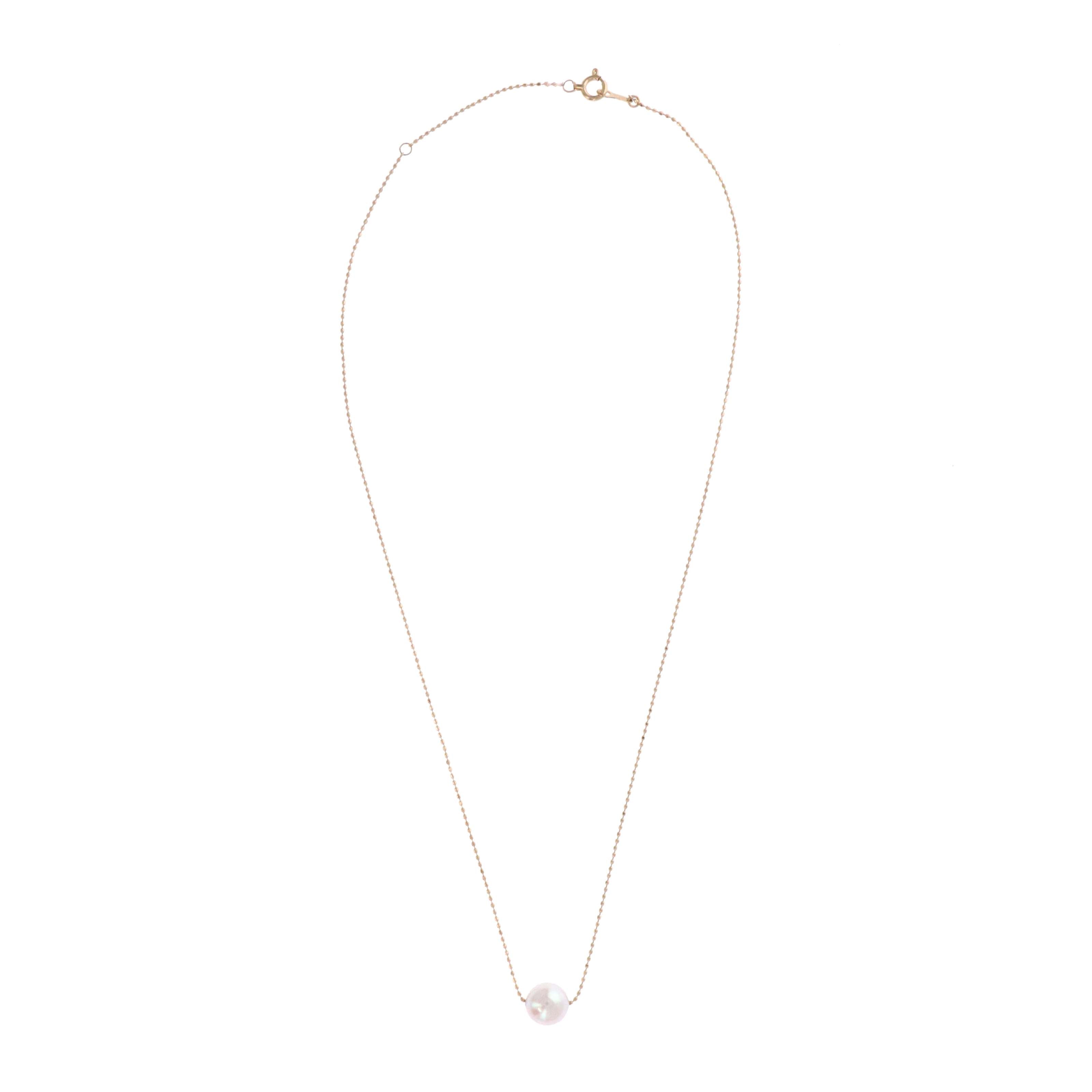 18K Rose Gold Floating Pearl Necklace - Replica Handbags