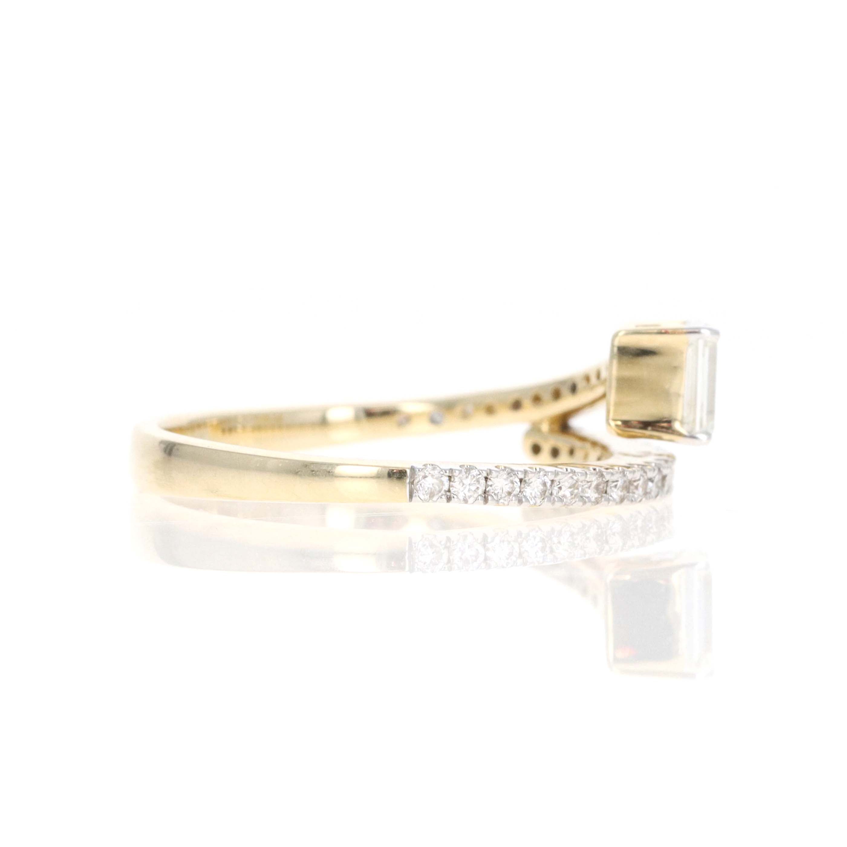 14K Yellow Gold Emerald Diamond Wrap Ring - Replica Handbags