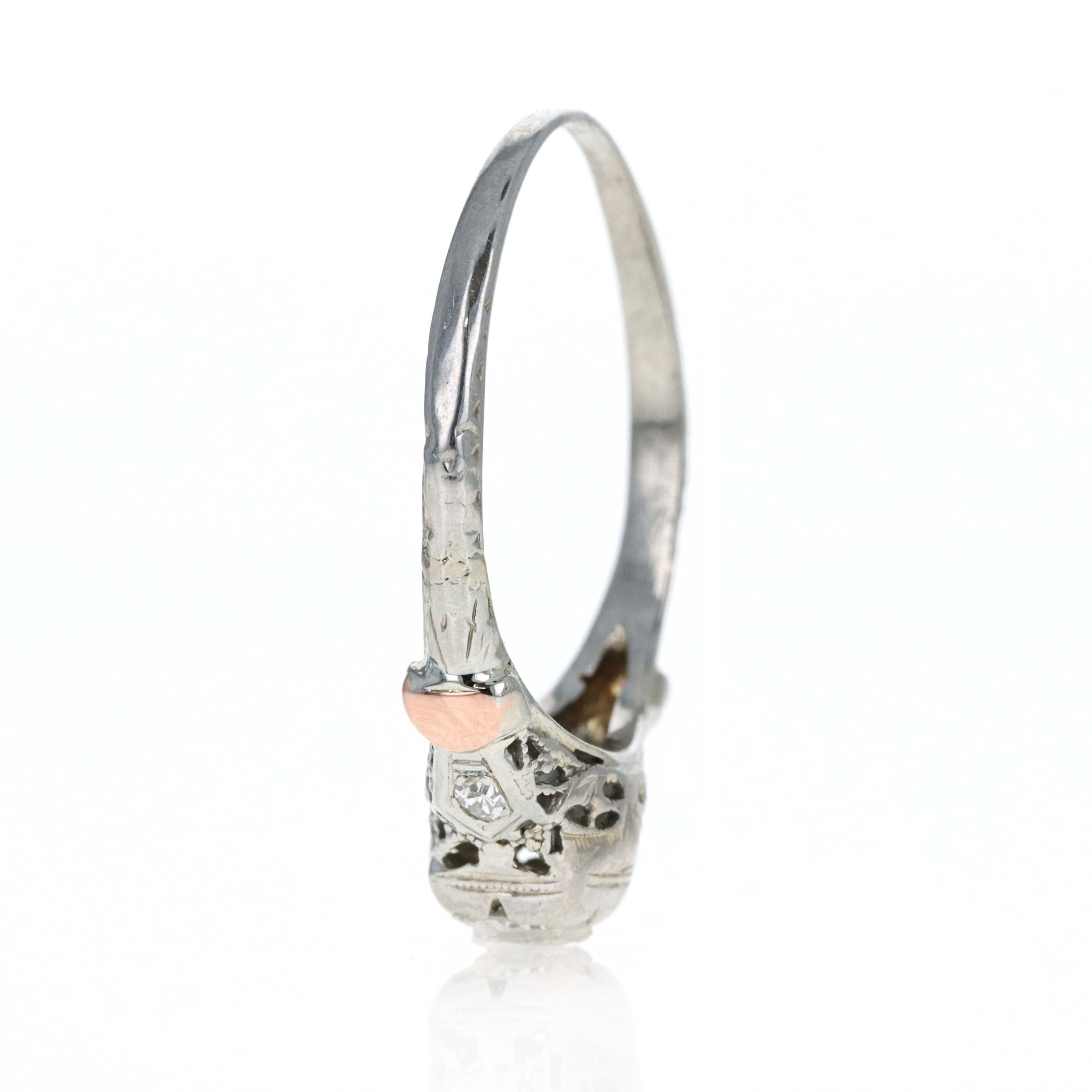 Art Deco 18K Gold 0.25 Carat Old European Diamond Filigree Engagement Ring - Replica Handbags