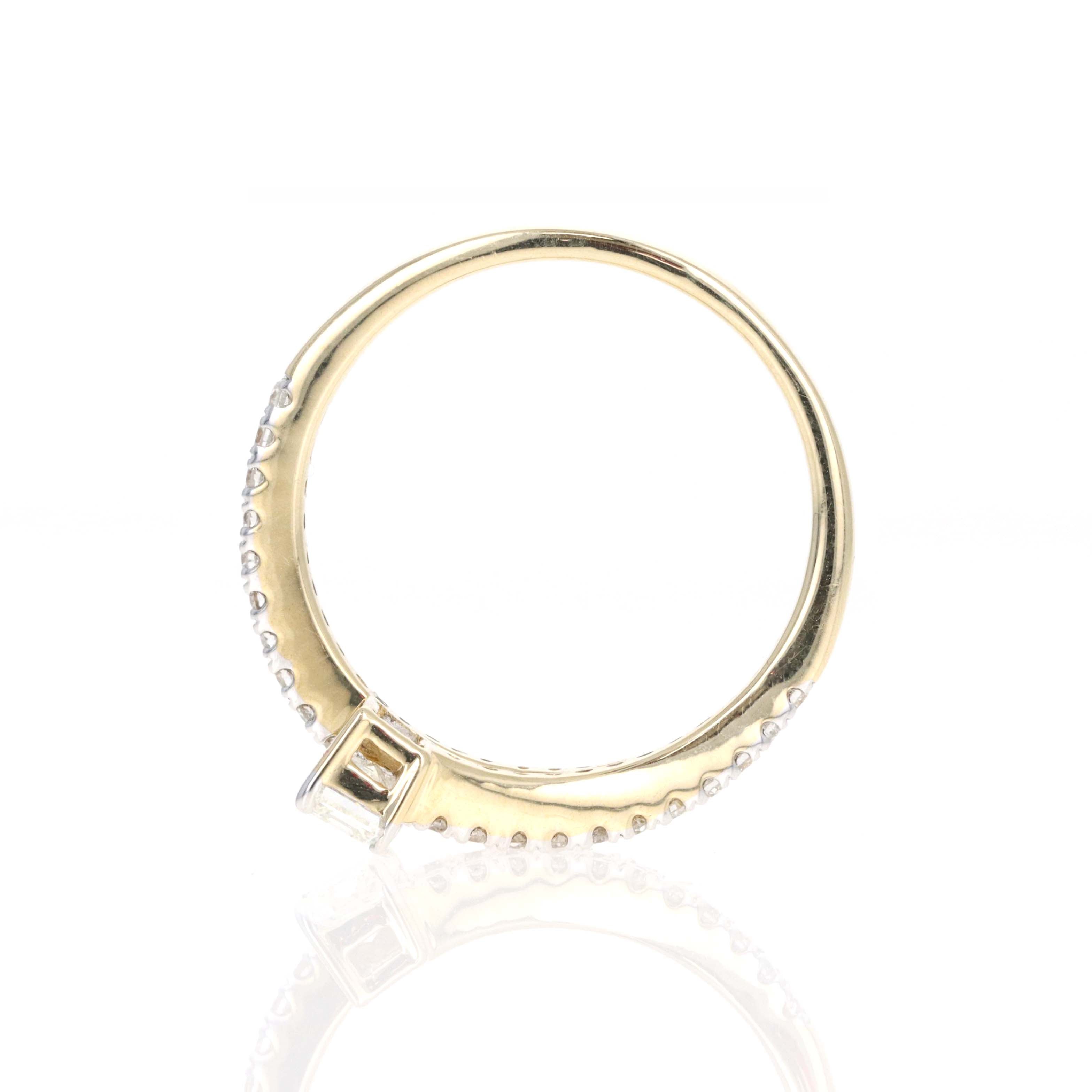 14K Yellow Gold Emerald Diamond Wrap Ring - Replica Handbags