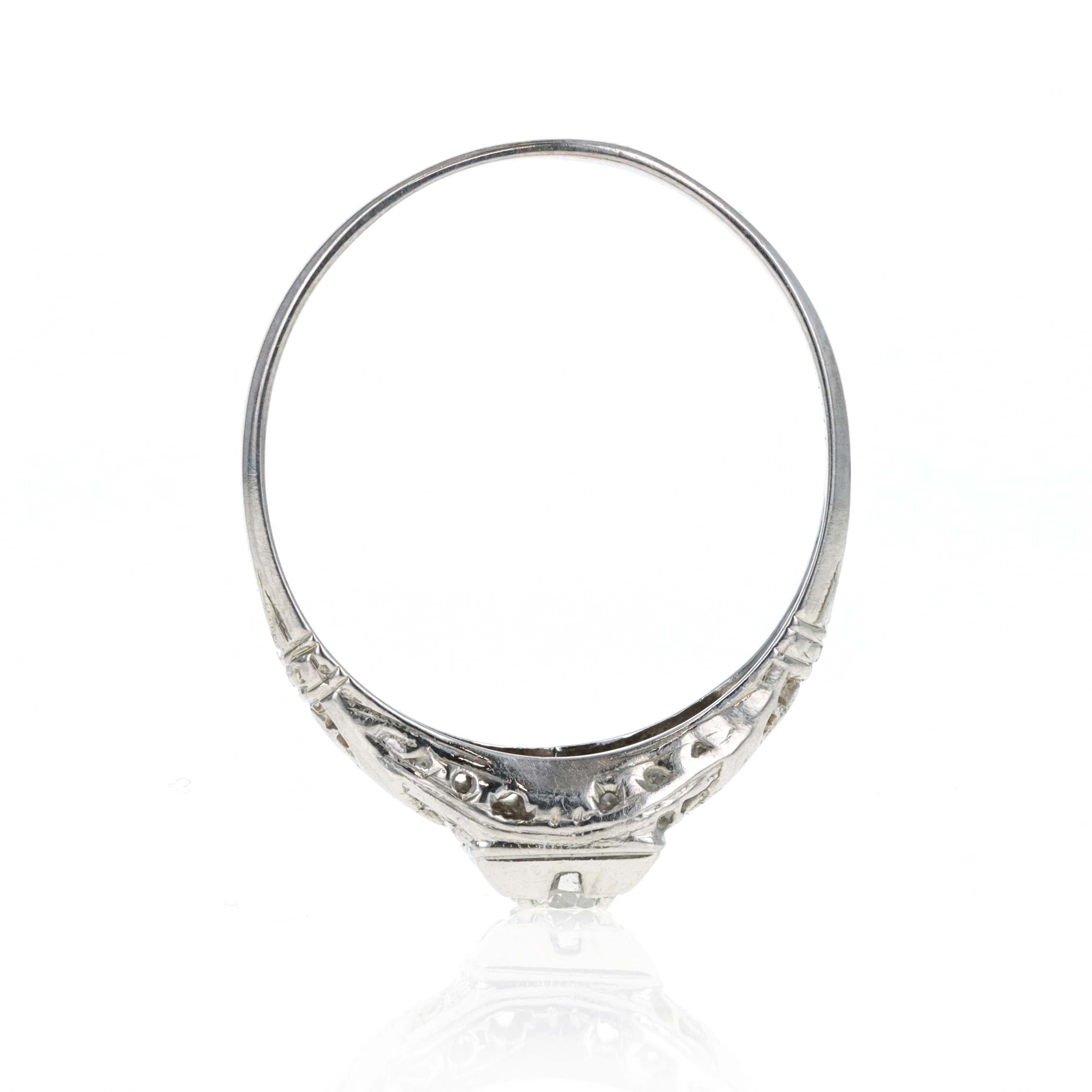 Art Deco 18K White Gold 0.20 Carat Diamond Filigree Engagement Ring - Replica Handbags