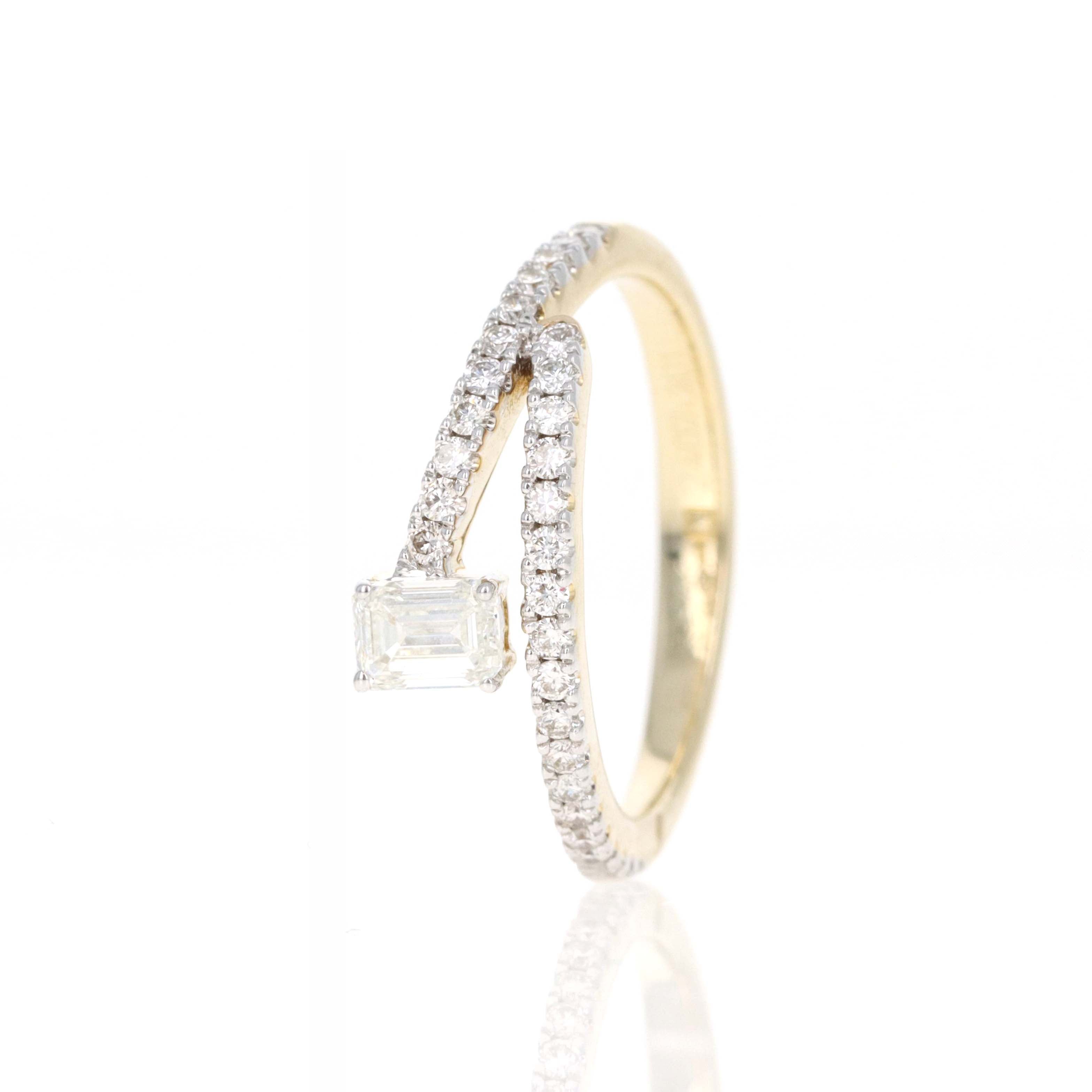 14K Yellow Gold Emerald Diamond Wrap Ring - Replica Handbags