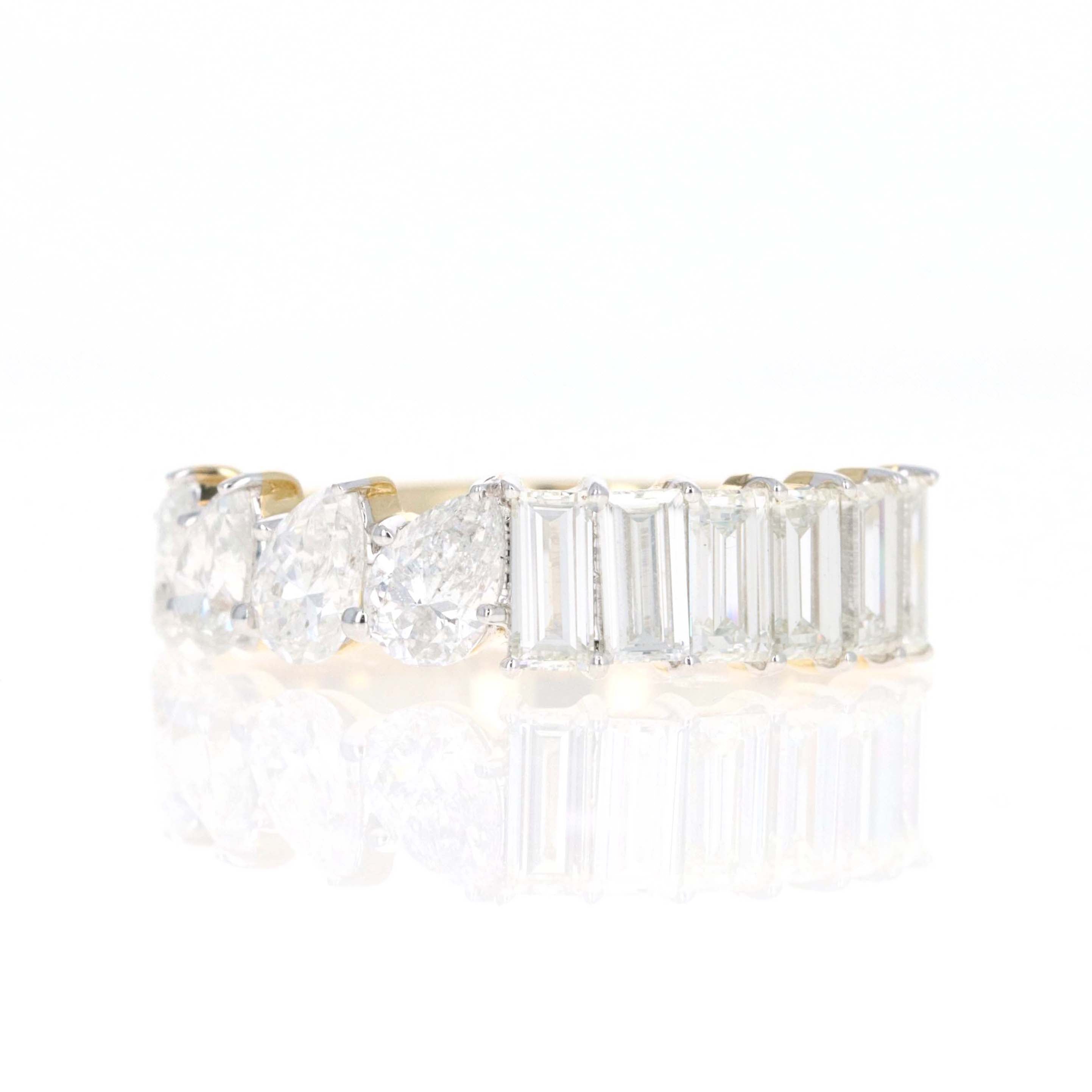 14K Yellow Gold 2.4 Carat Baguette and Pear Cut Diamond Half Band -  Replica Handbags 