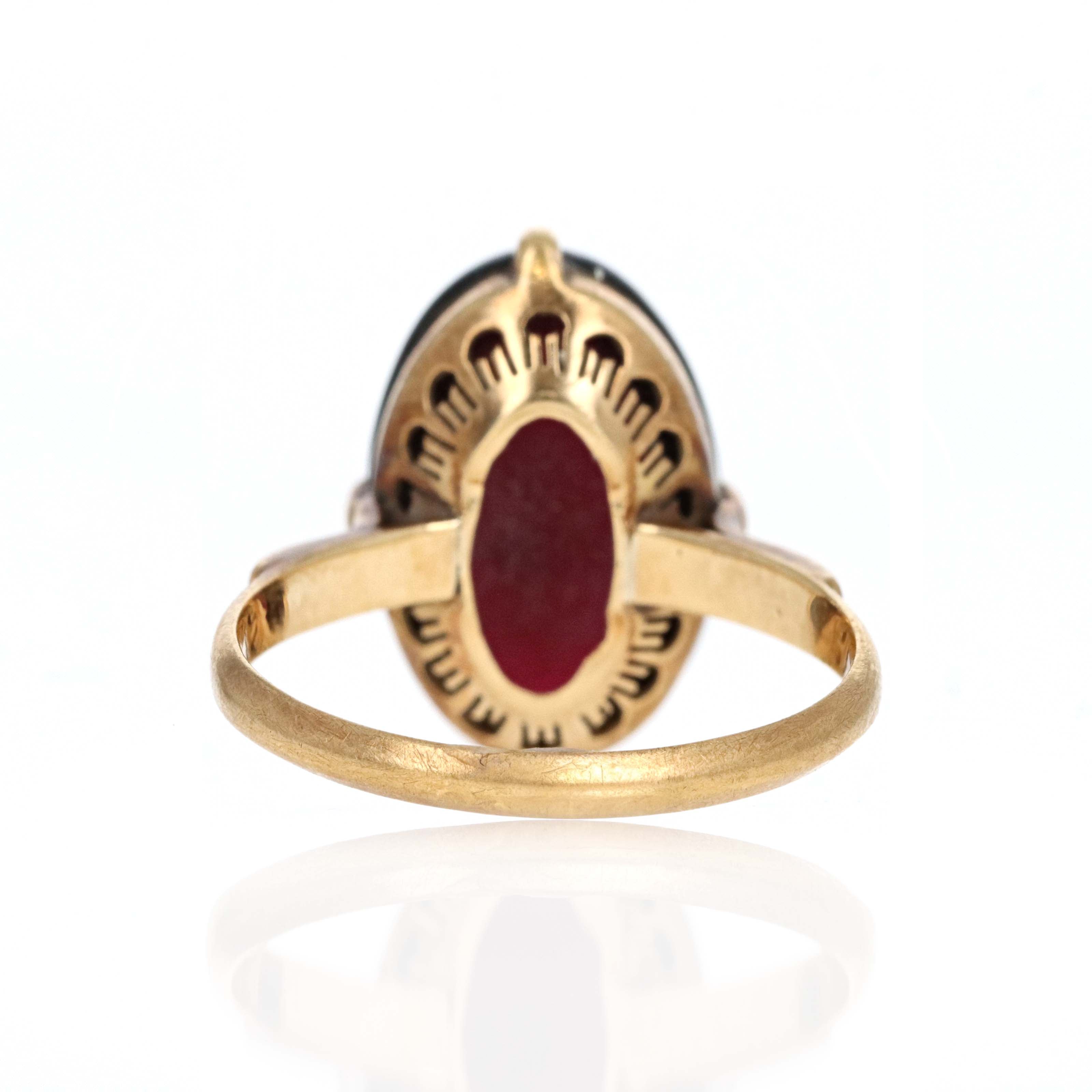 Victorian 18K Yellow Gold 8 Carat Cabochon Garnet Ring - Replica Handbags