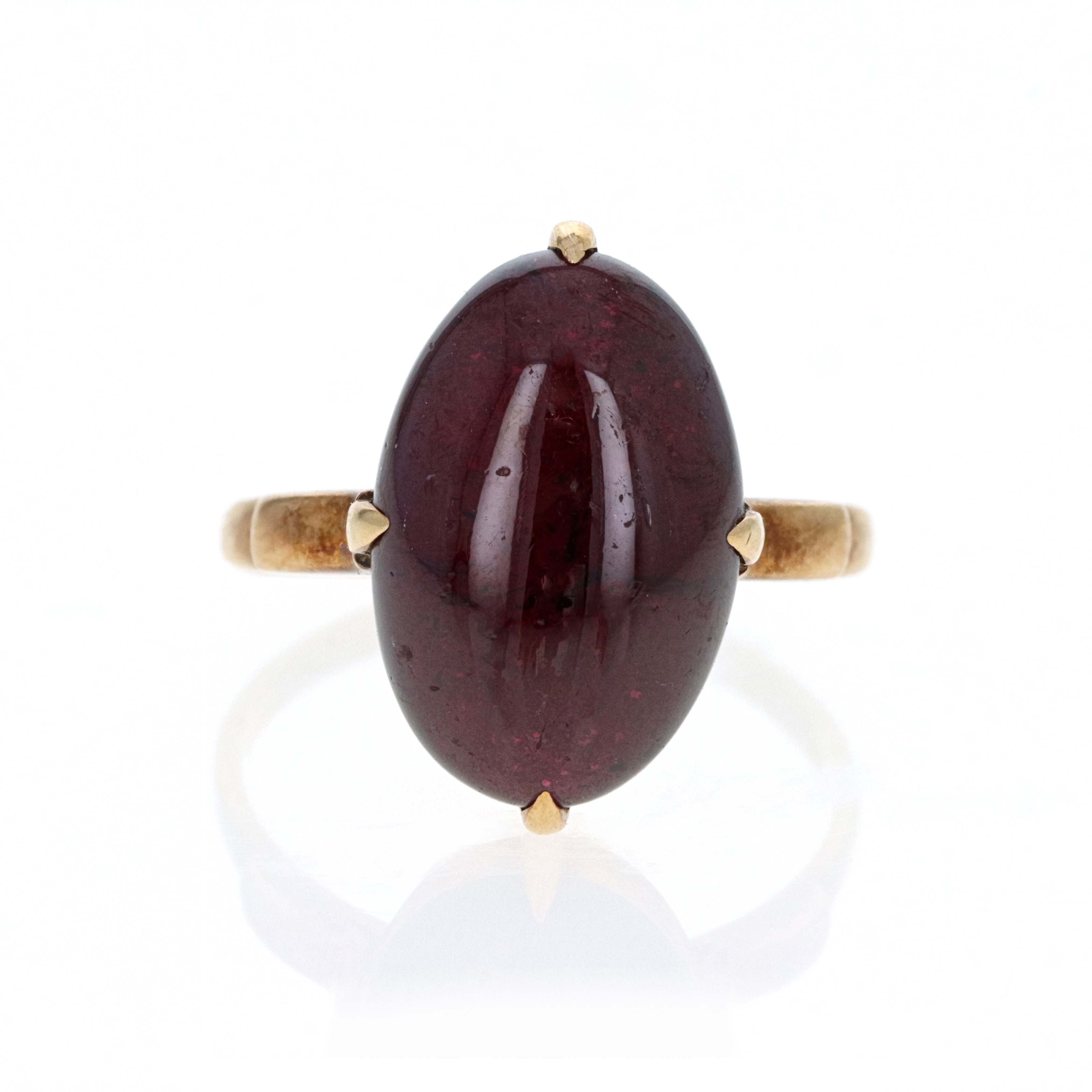 Victorian 18K Yellow Gold 8 Carat Cabochon Garnet Ring -  Replica Handbags 