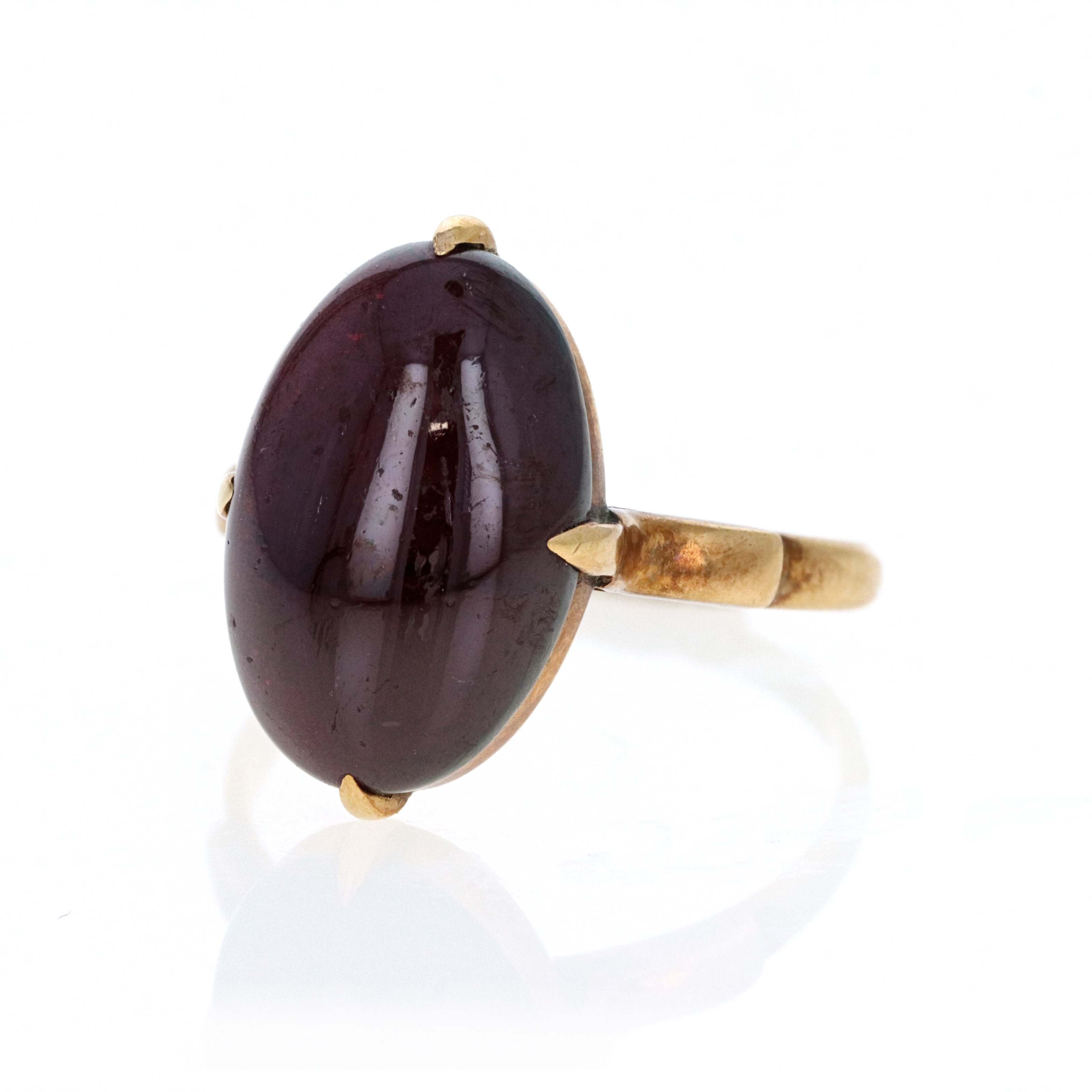 Victorian 18K Yellow Gold 8 Carat Cabochon Garnet Ring -  Replica Handbags 