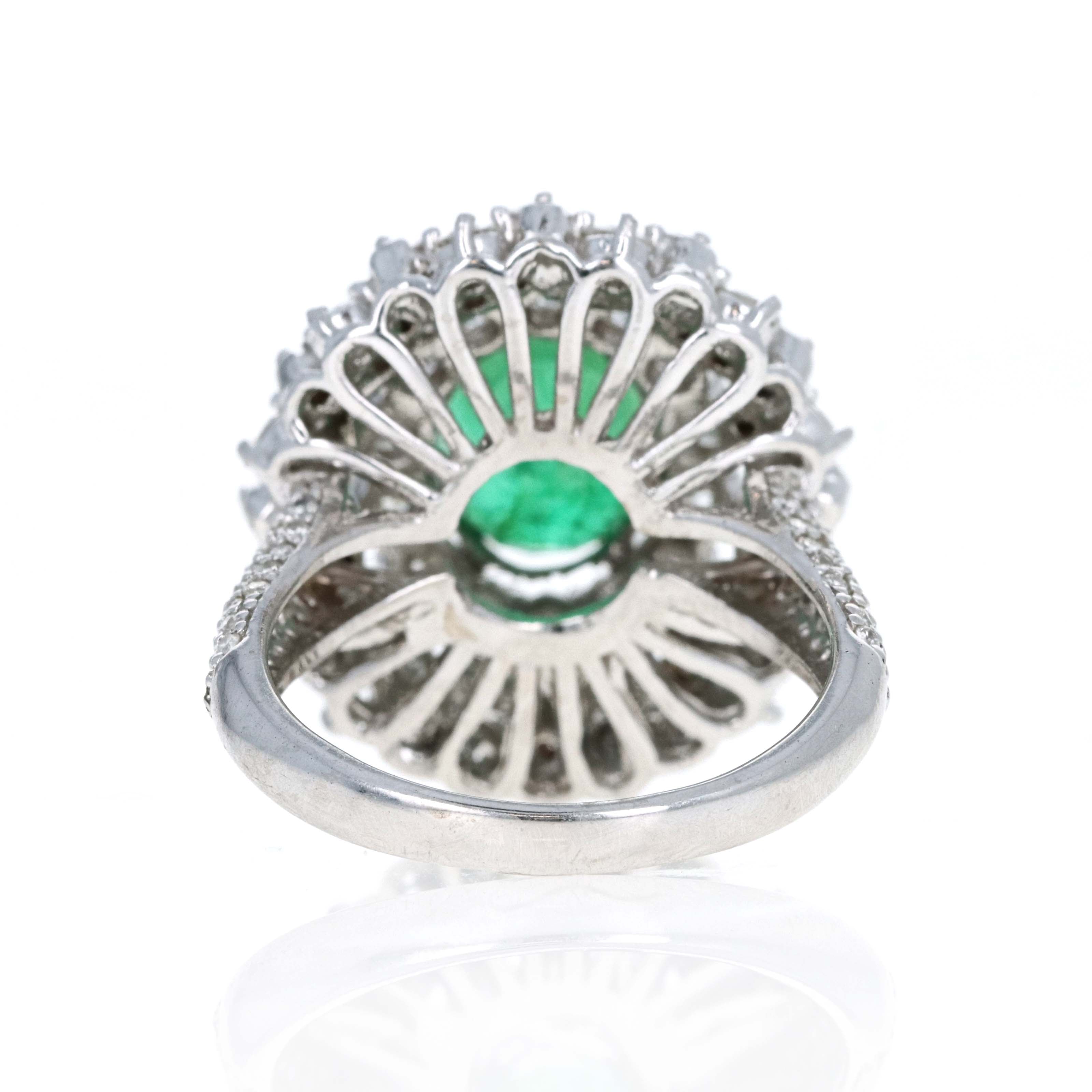 14K White Gold 2.5 Carat Oval Emerald Diamond Halo Ring -  Replica Handbags 