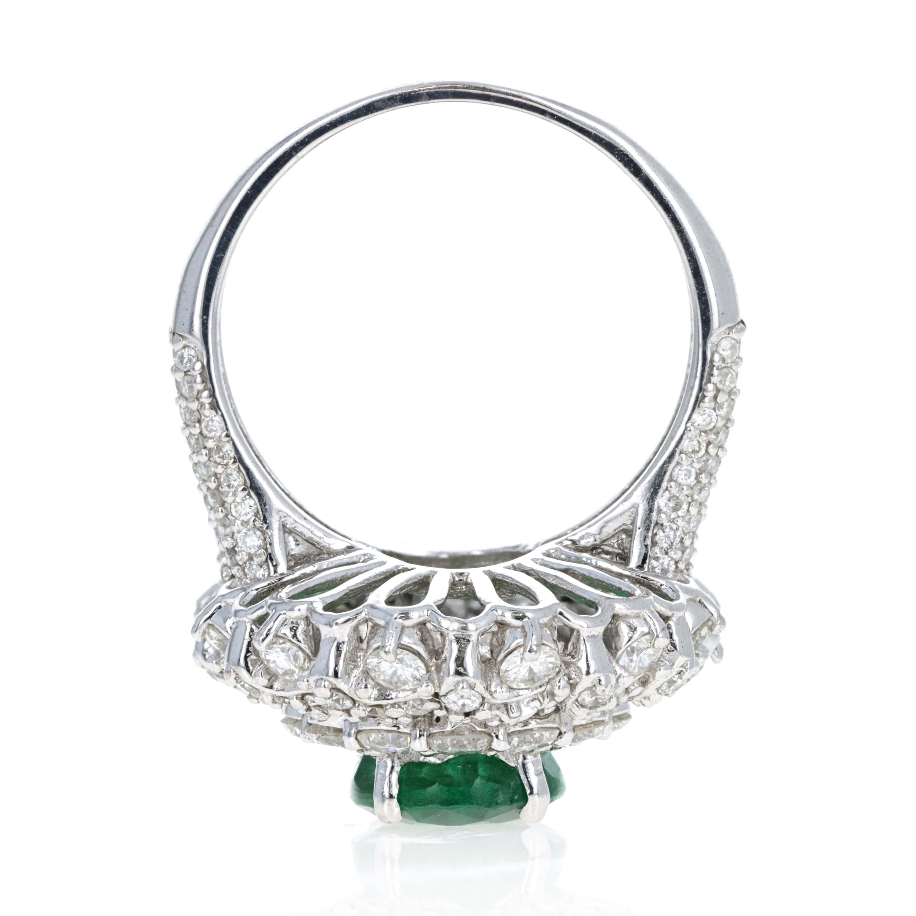 14K White Gold 2.5 Carat Oval Emerald Diamond Halo Ring -  Replica Handbags 