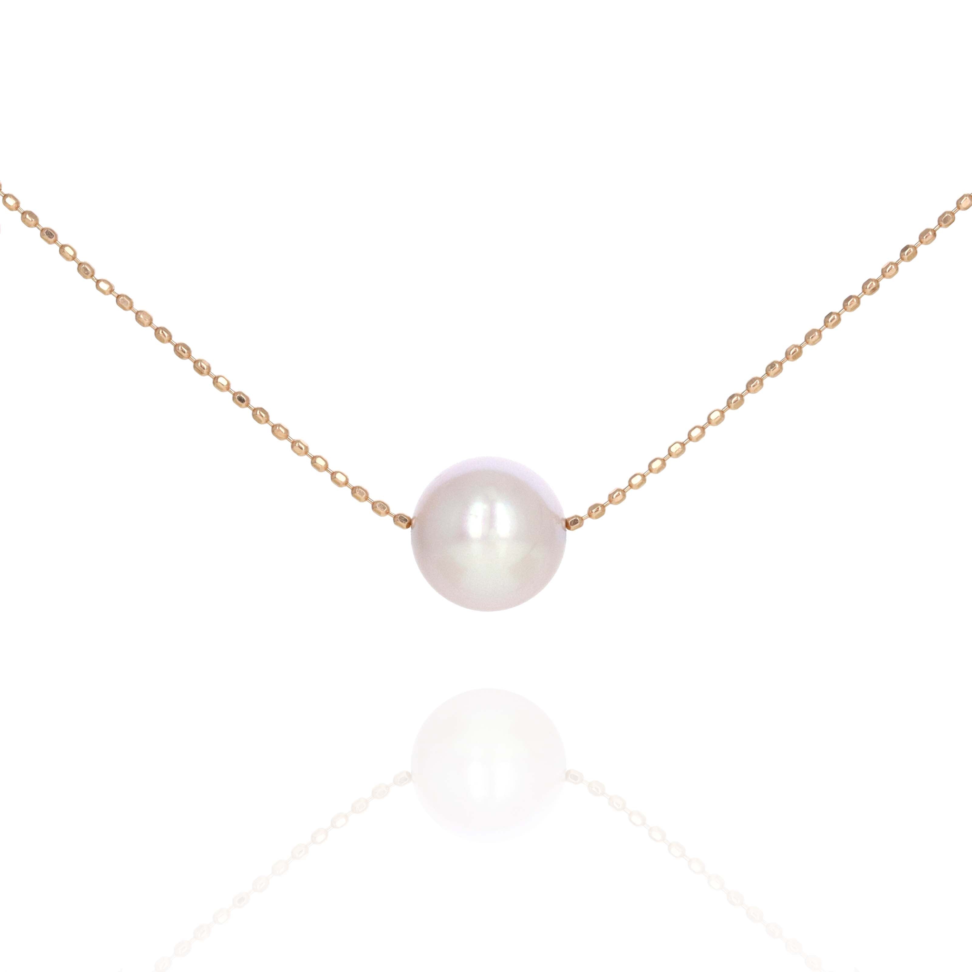 18K Rose Gold Floating Pearl Necklace -  Replica Handbags 