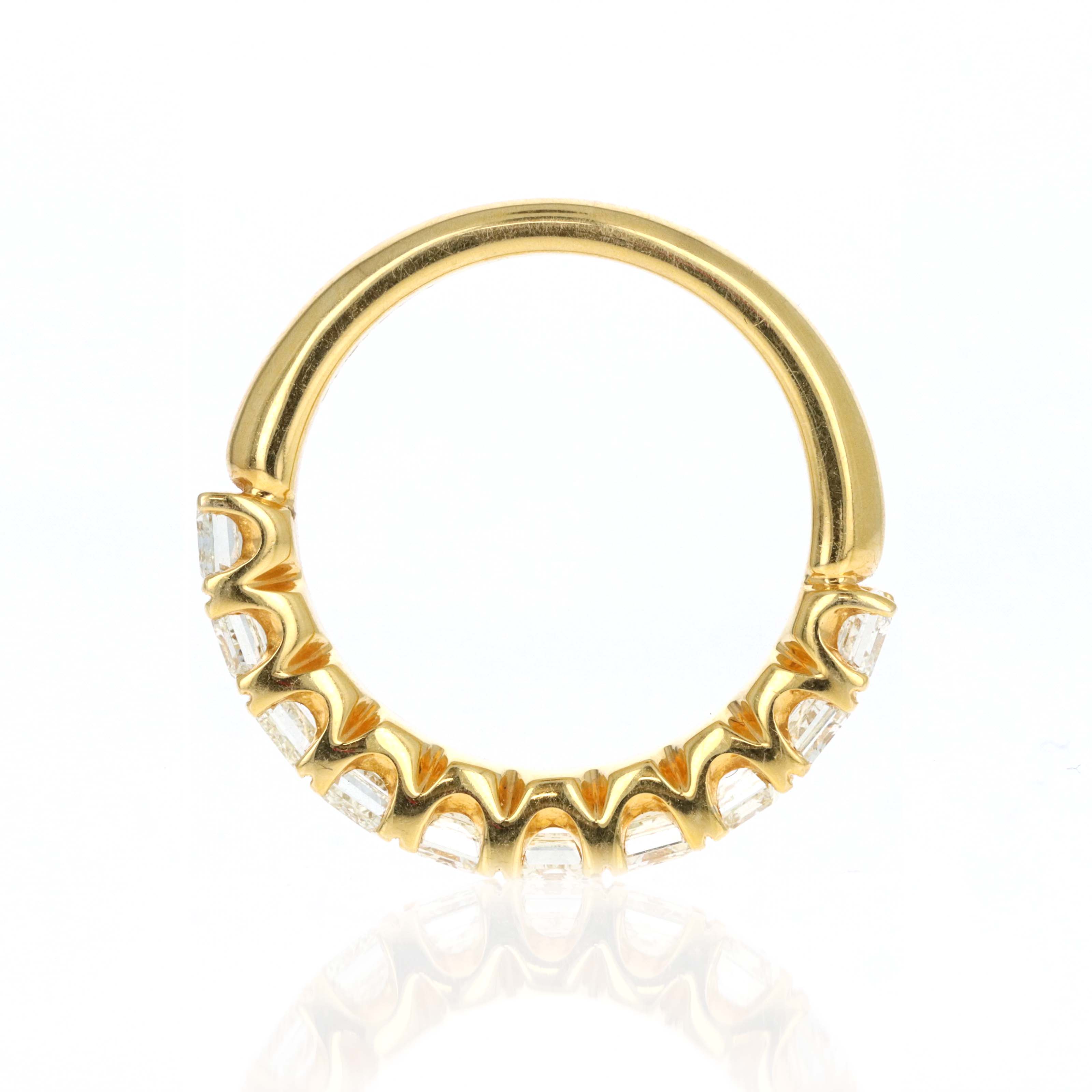 18K Yellow Gold 3.12 Carat Emerald Diamond Half Eternity Band - Replica Handbags