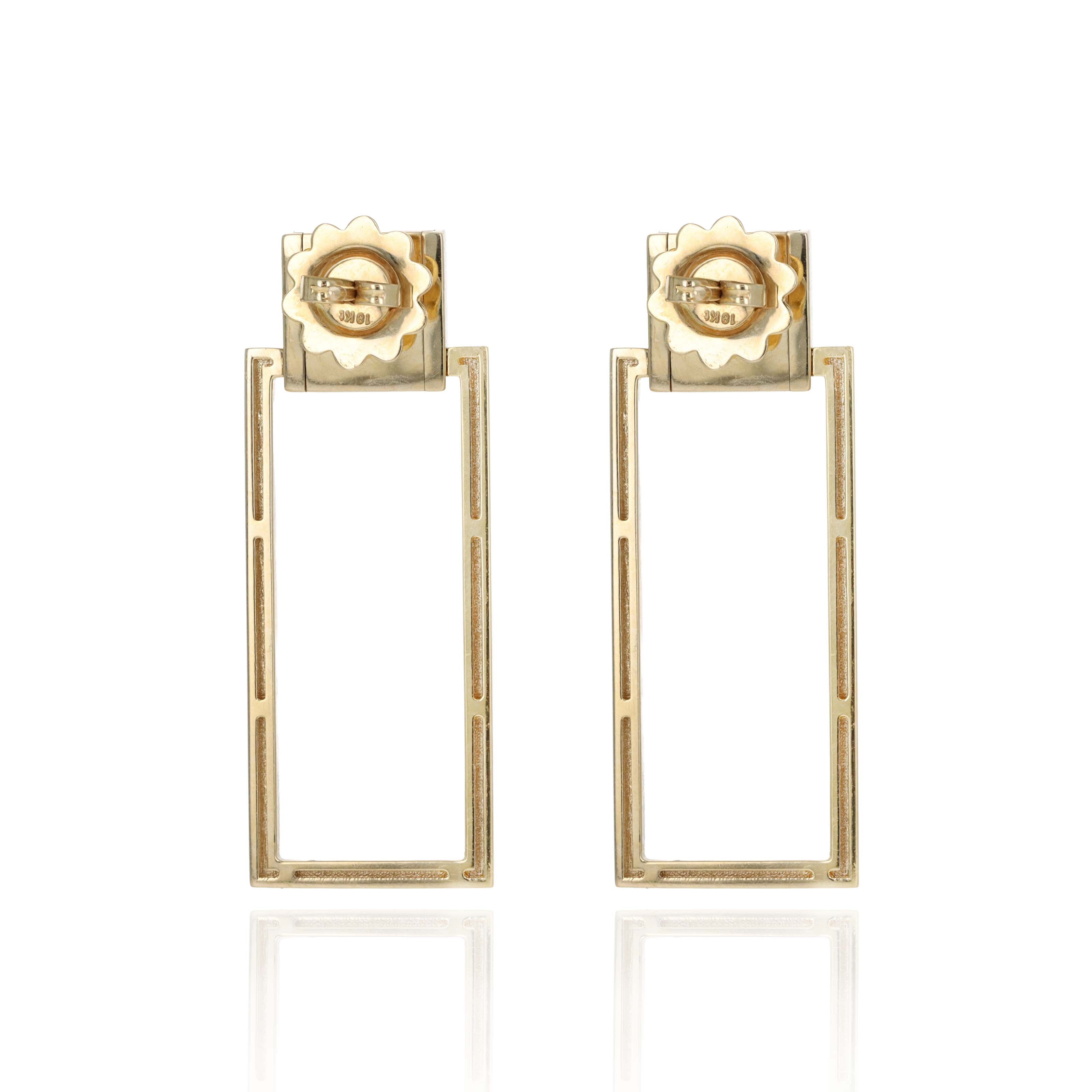 Roberto Coin 18K Yellow Gold 0.10 Carat Diamond Framed Obelisco Pyramid Dangle Earrings - Replica Handbags