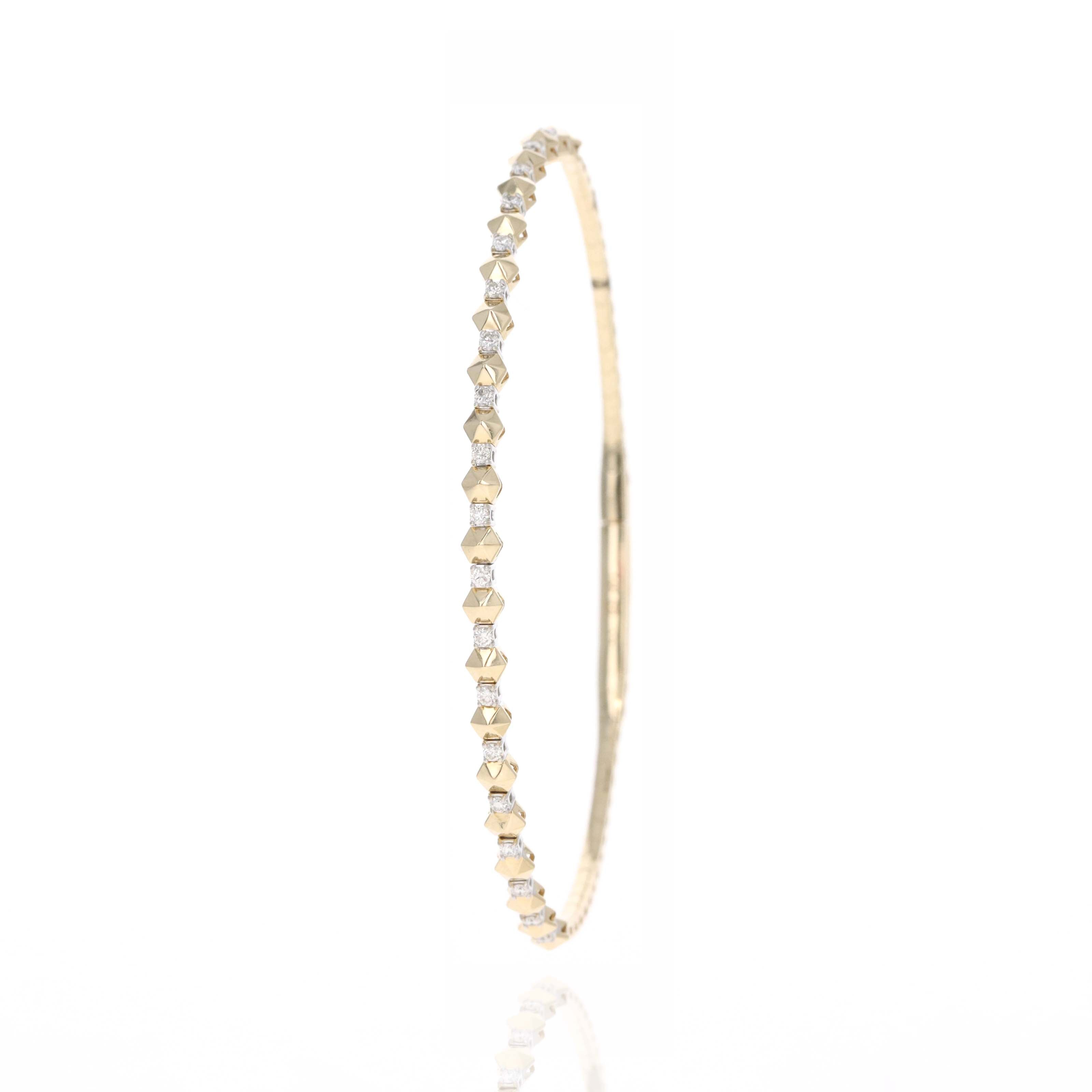 14K Yellow Gold 0.30 Carat Diamond Hexagon Flexible Bangle - Replica Handbags