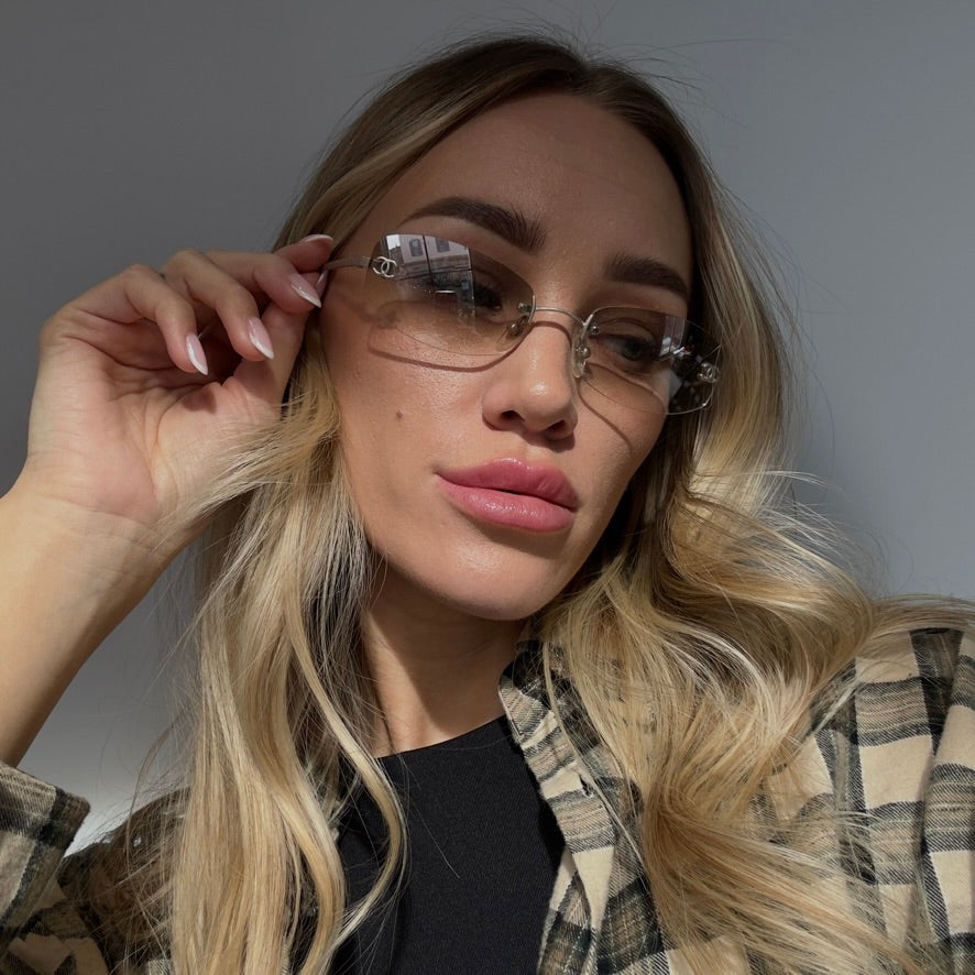 Vintage Chanel Rimless Wire Frame Sunglasses - Replica Handbags