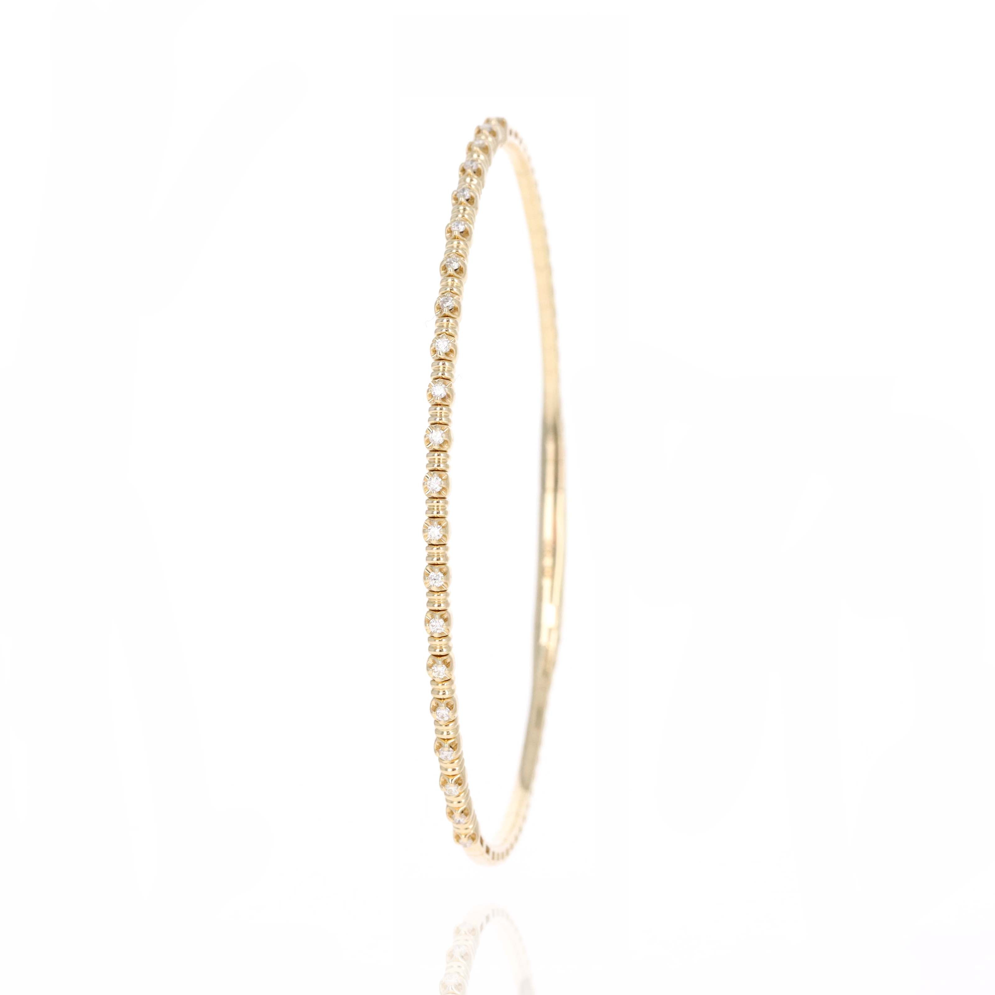 14K Yellow Gold 0.20 Carat Diamond Textured Flexible Bangle -  Replica Handbags 