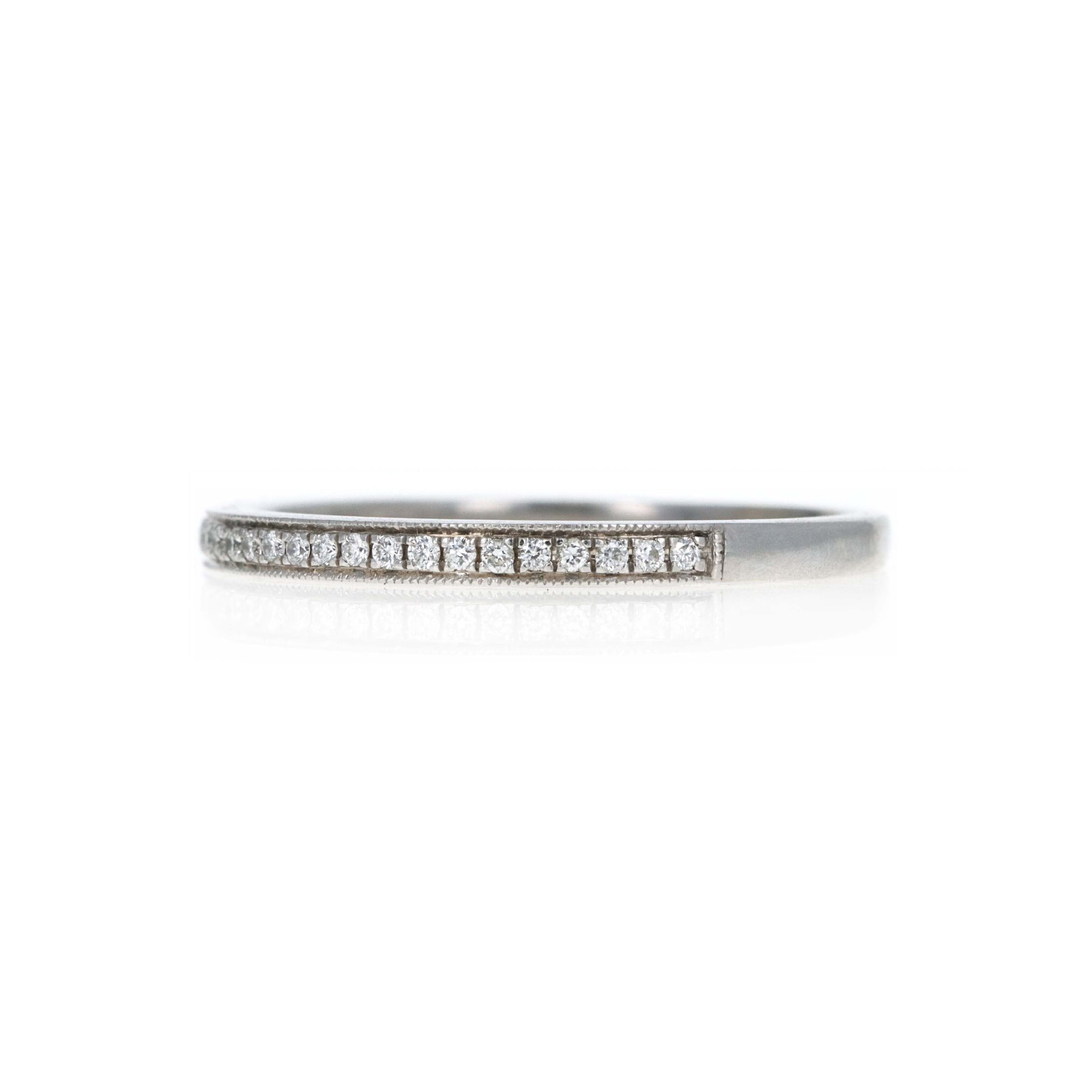 14K White Gold 0.15 Carat Round Diamond Milgrain Wedding Band -  Replica Handbags 