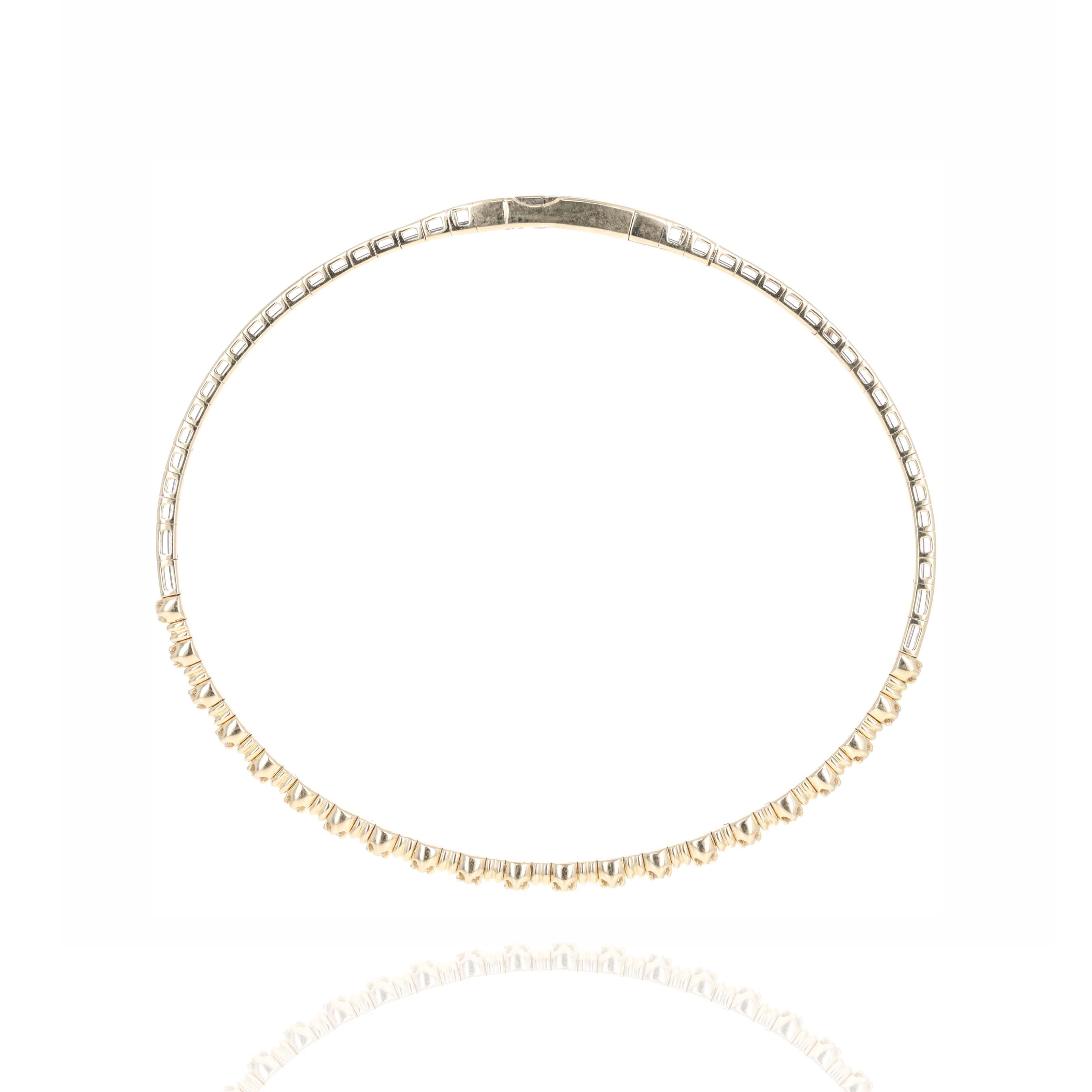 14K Yellow Gold 0.20 Carat Diamond Textured Flexible Bangle -  Replica Handbags 