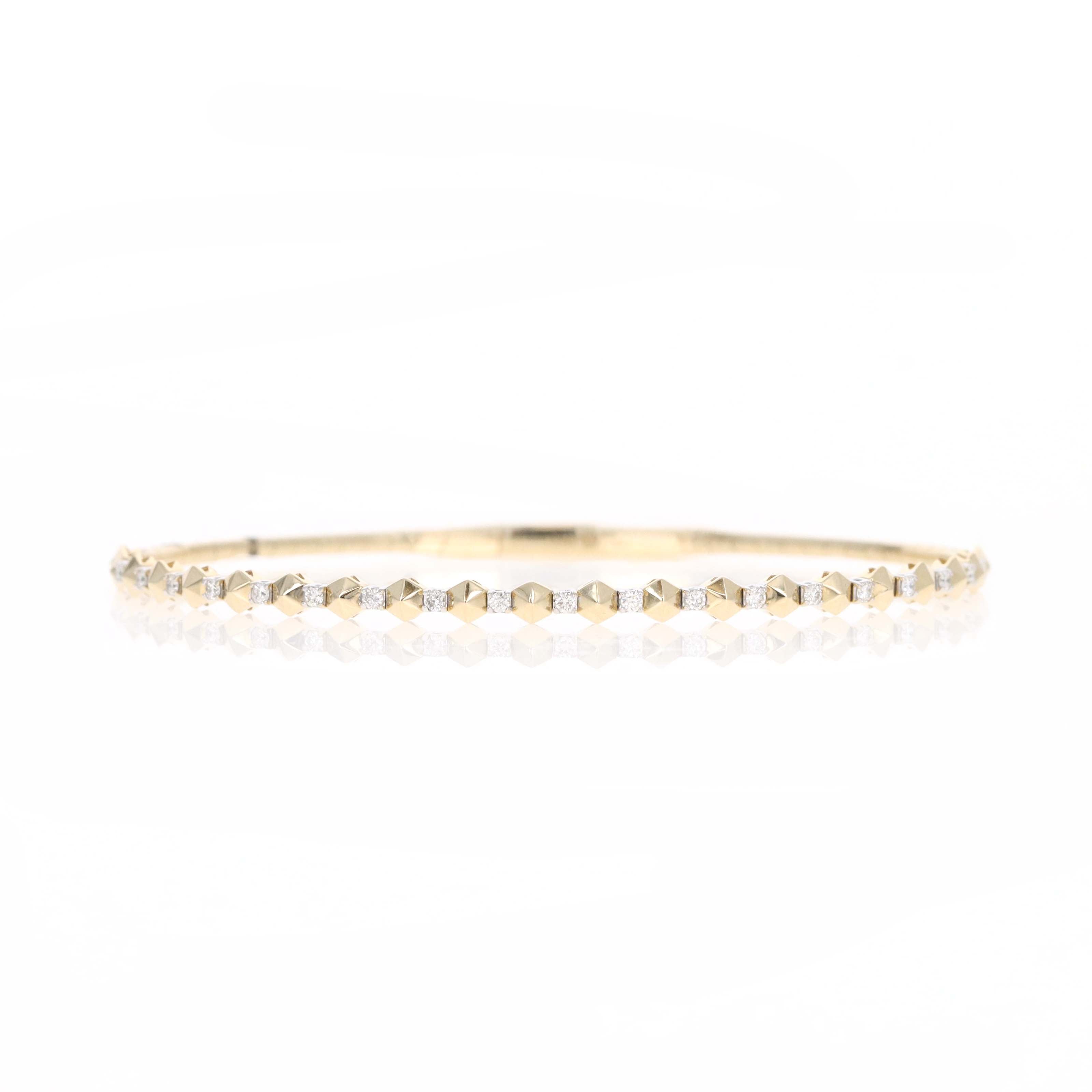 14K Yellow Gold 0.30 Carat Diamond Hexagon Flexible Bangle -  Replica Handbags 