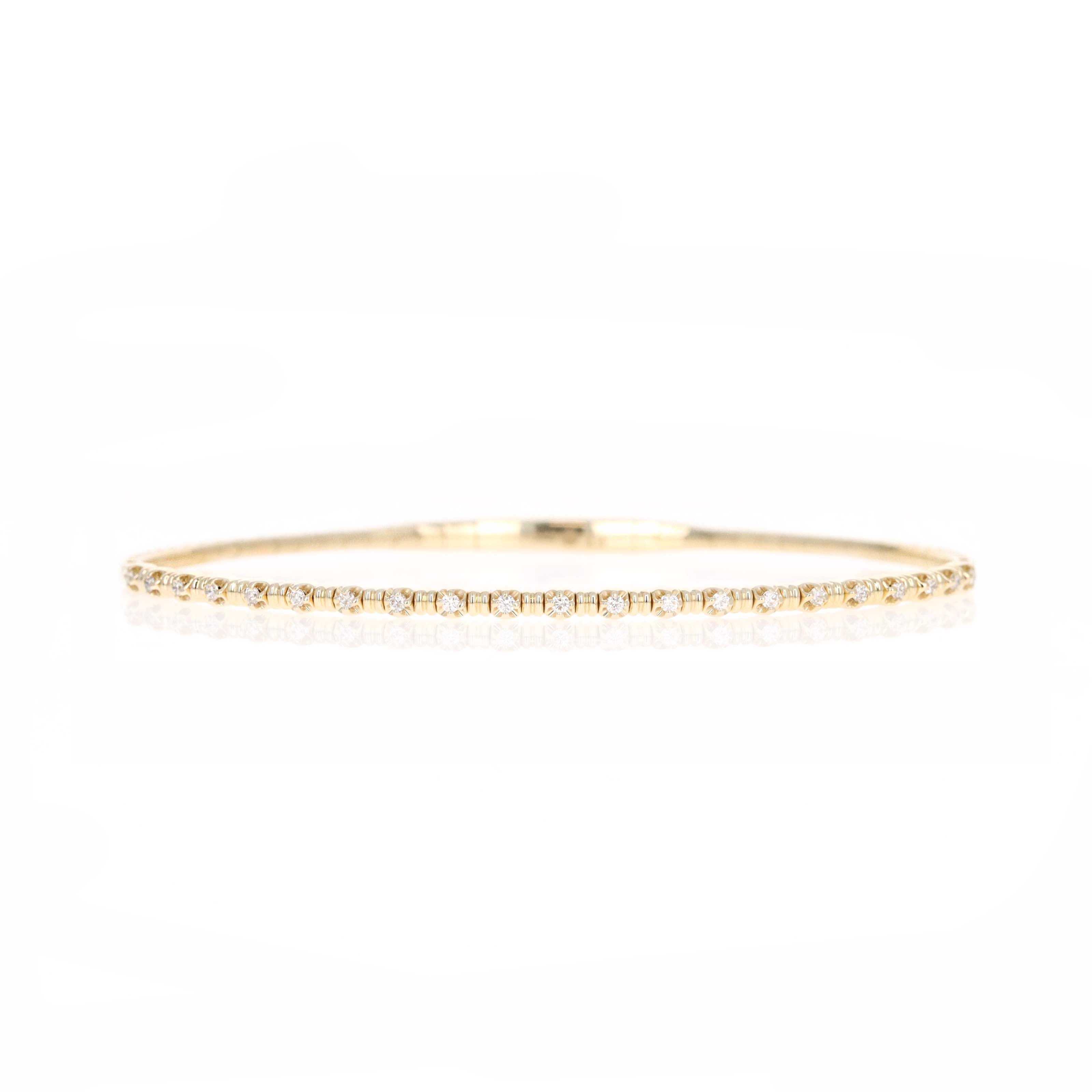 14K Yellow Gold 0.20 Carat Diamond Textured Flexible Bangle -  Replica Handbags 