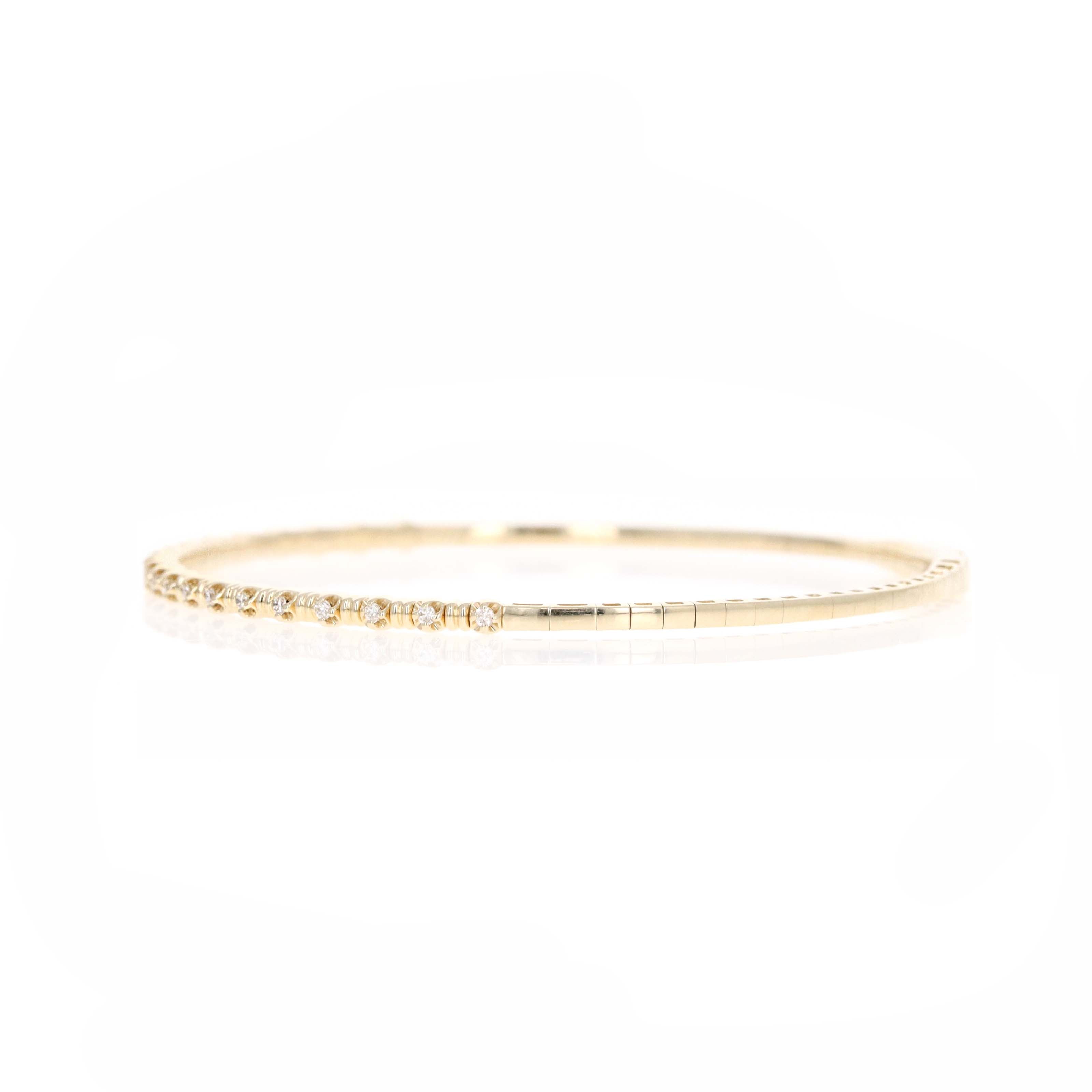14K Yellow Gold 0.20 Carat Diamond Textured Flexible Bangle -  Replica Handbags 