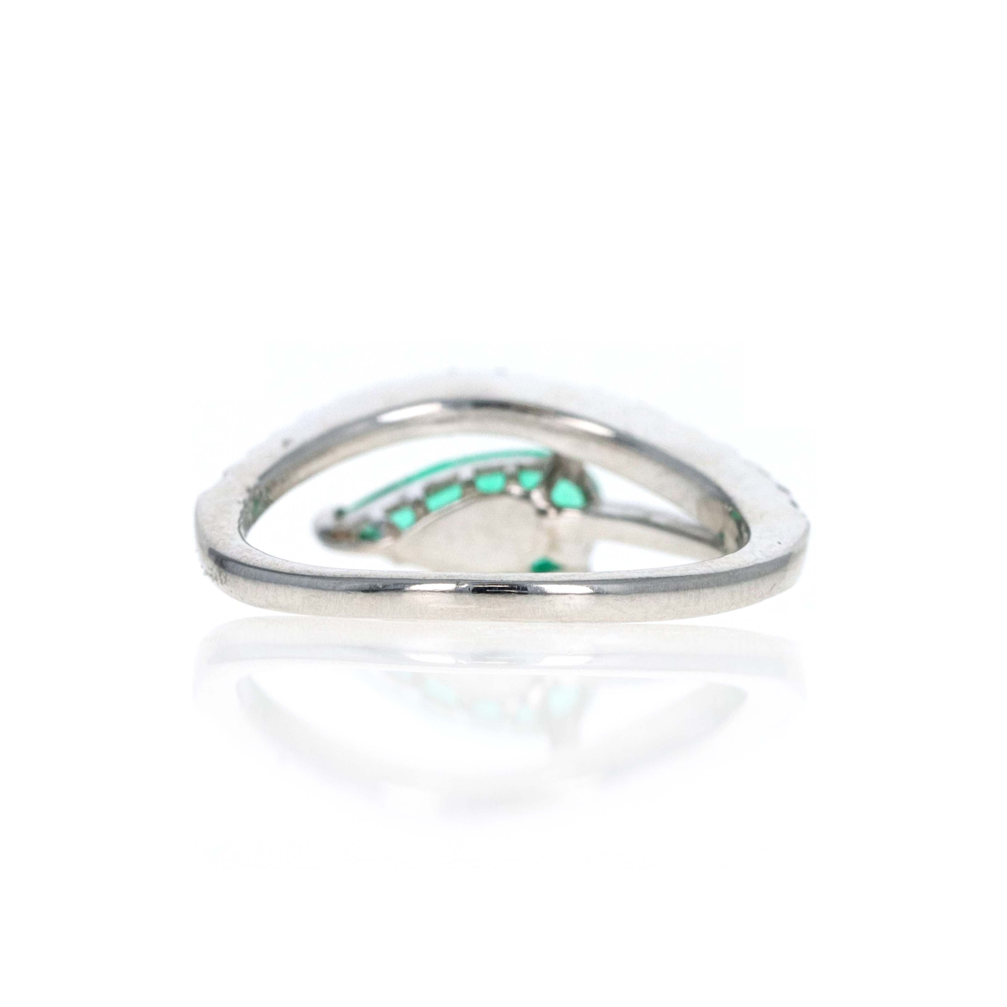Platinum 0.58 Carat Pear Natural Emerald Diamond Twist Ring - Replica Handbags