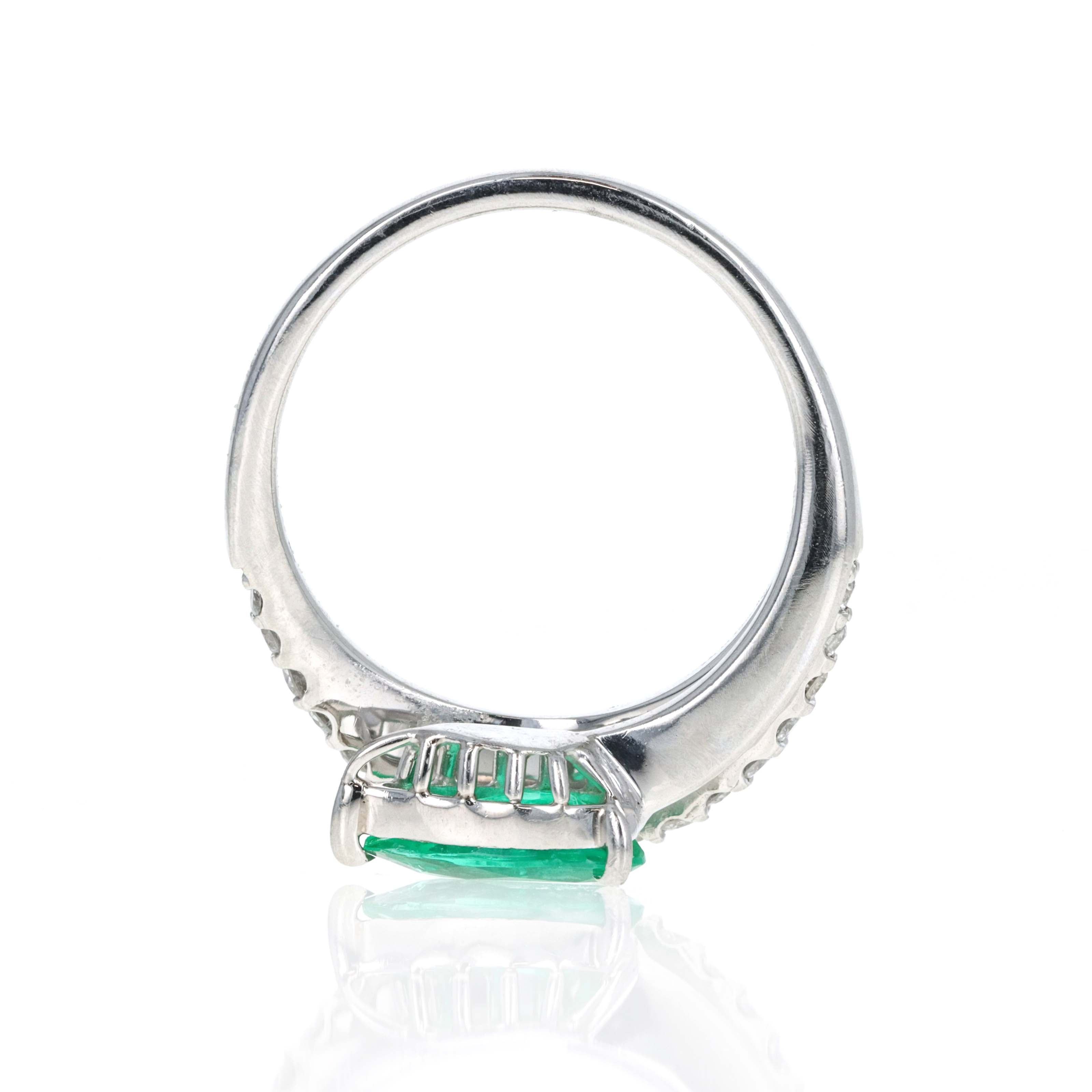 Platinum 0.58 Carat Pear Natural Emerald Diamond Twist Ring -  Replica Handbags 