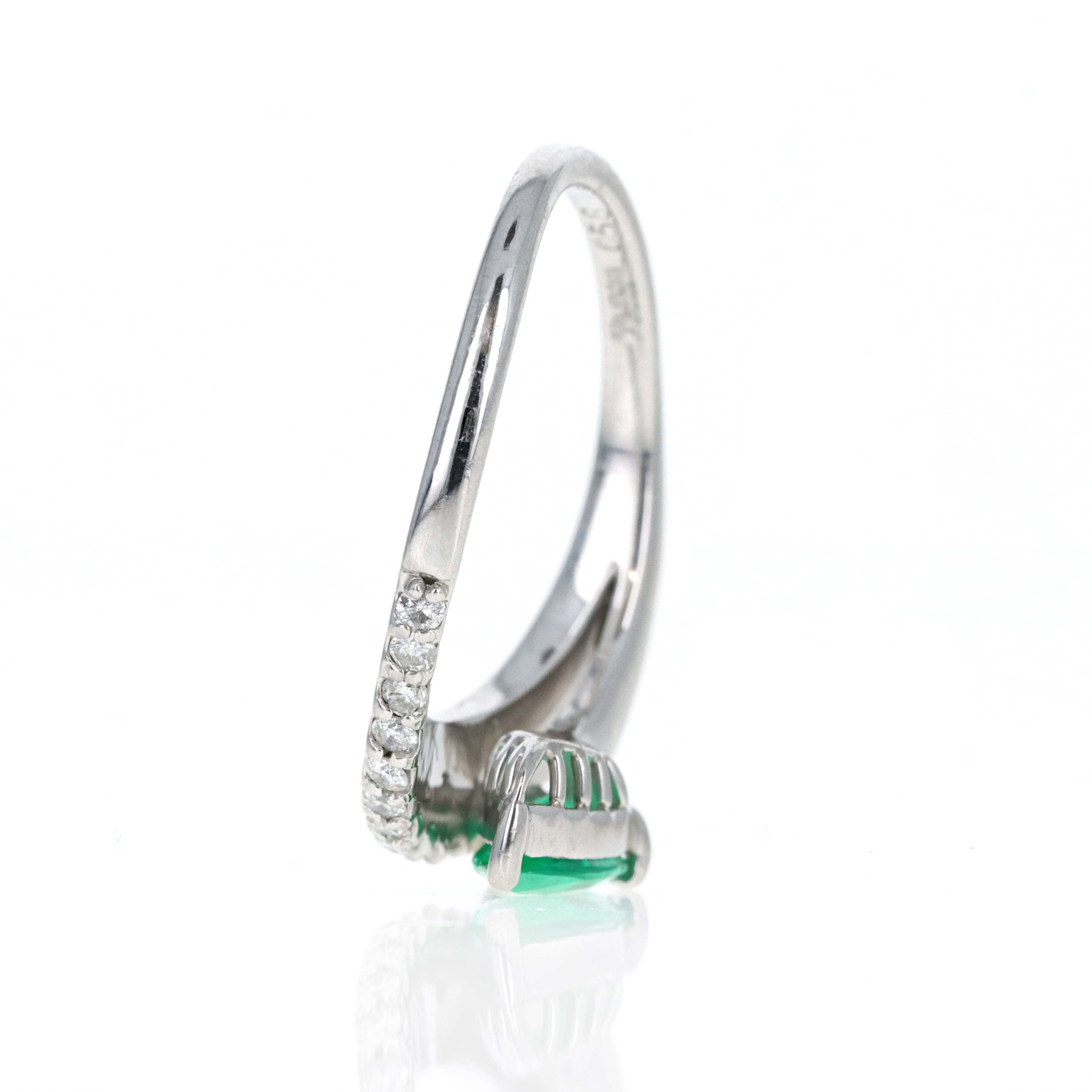 Platinum 0.58 Carat Pear Natural Emerald Diamond Twist Ring - Replica Handbags