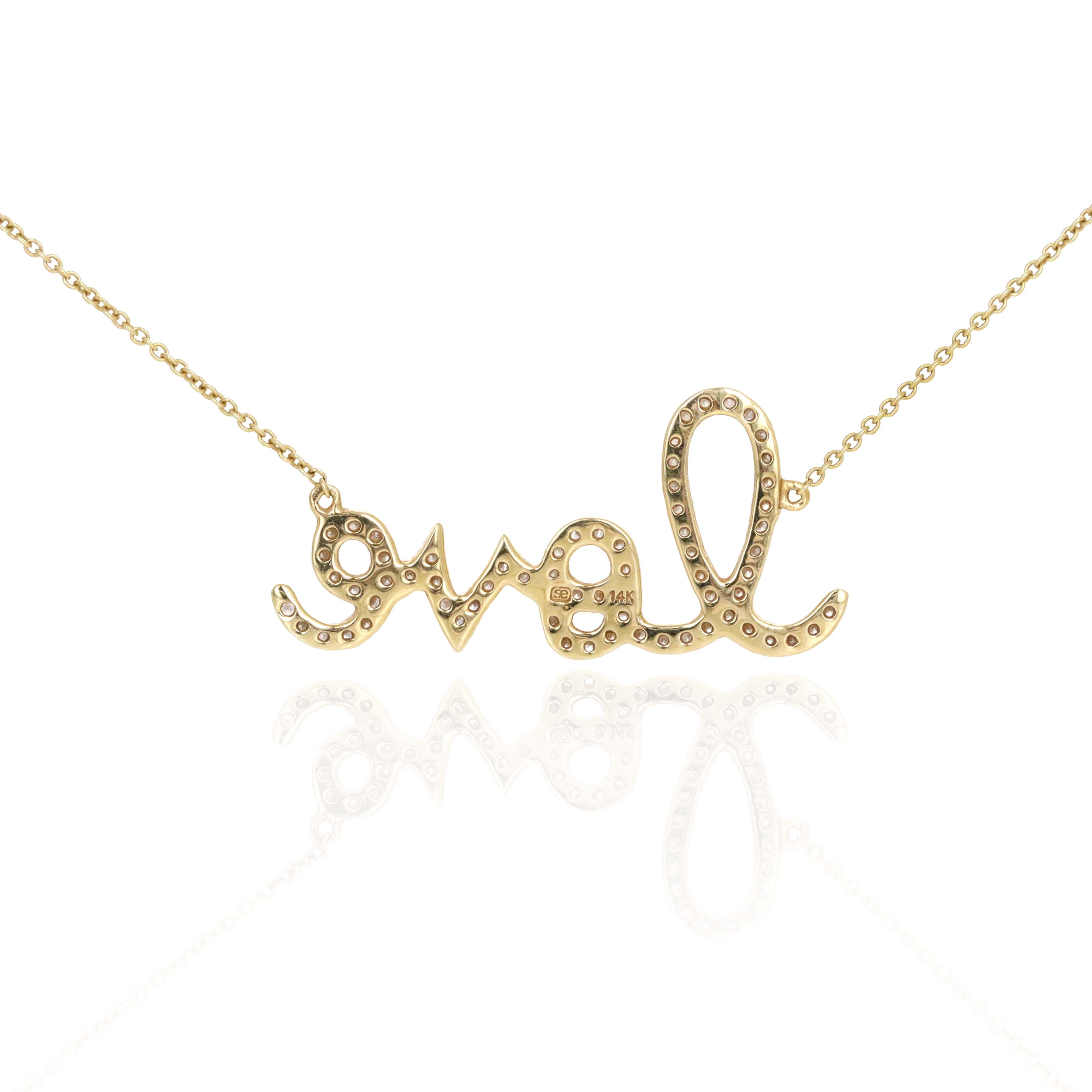 Sydney Evan 14K Yellow Gold Pavé Diamond "Love" Large Pendant Necklace - Replica Handbags