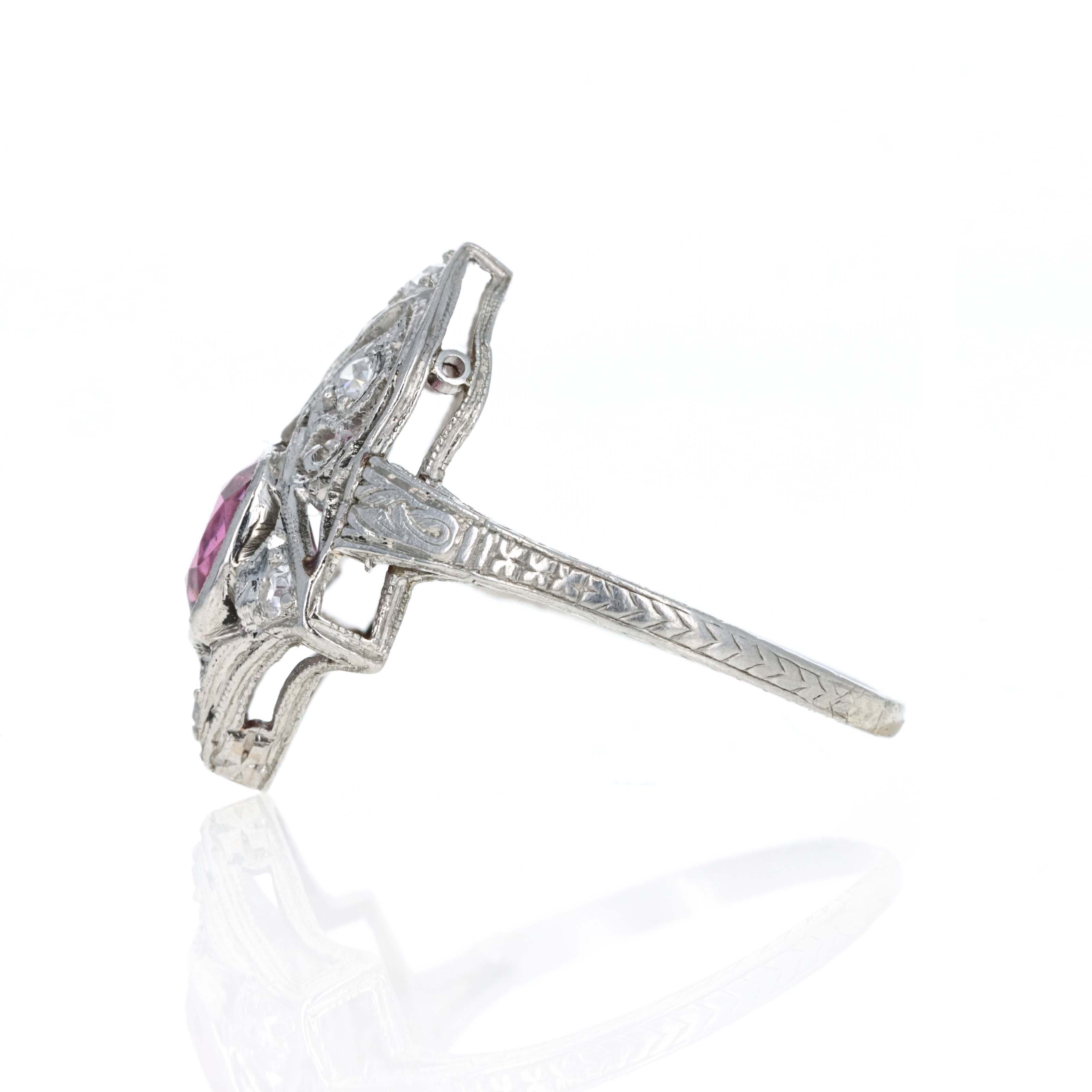 Art Deco Platinum 1 Carat Spinel Diamond Filigree Ring -  Replica Handbags 