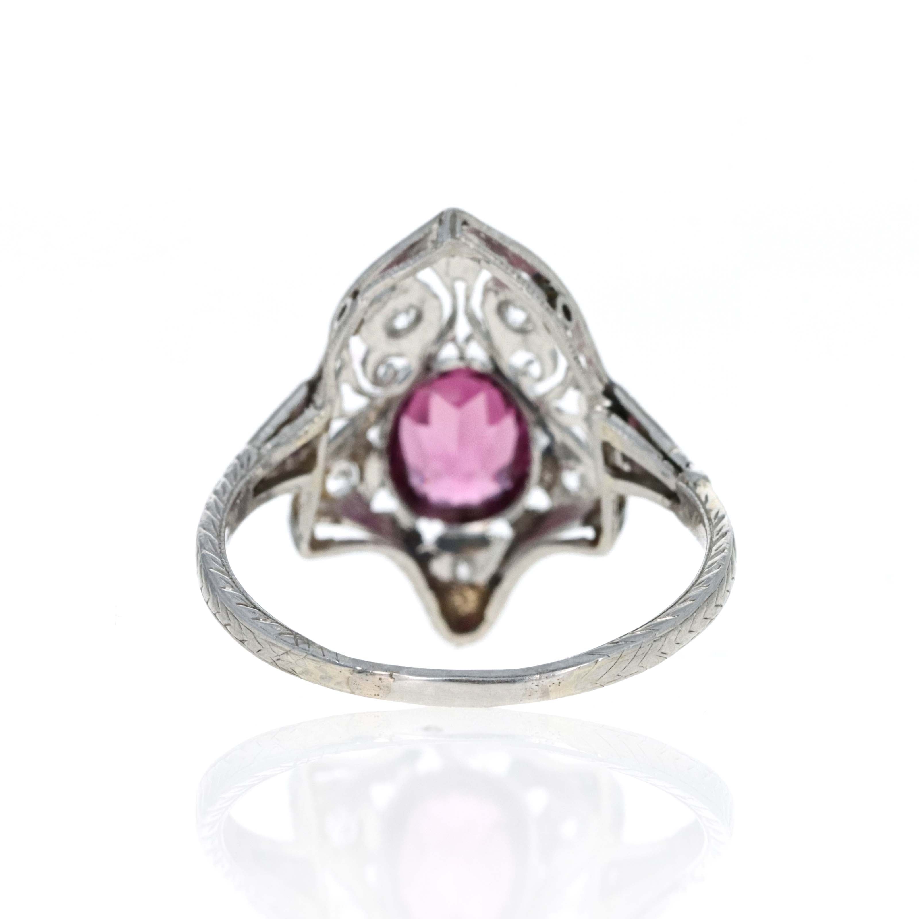 Art Deco Platinum 1 Carat Spinel Diamond Filigree Ring -  Replica Handbags 