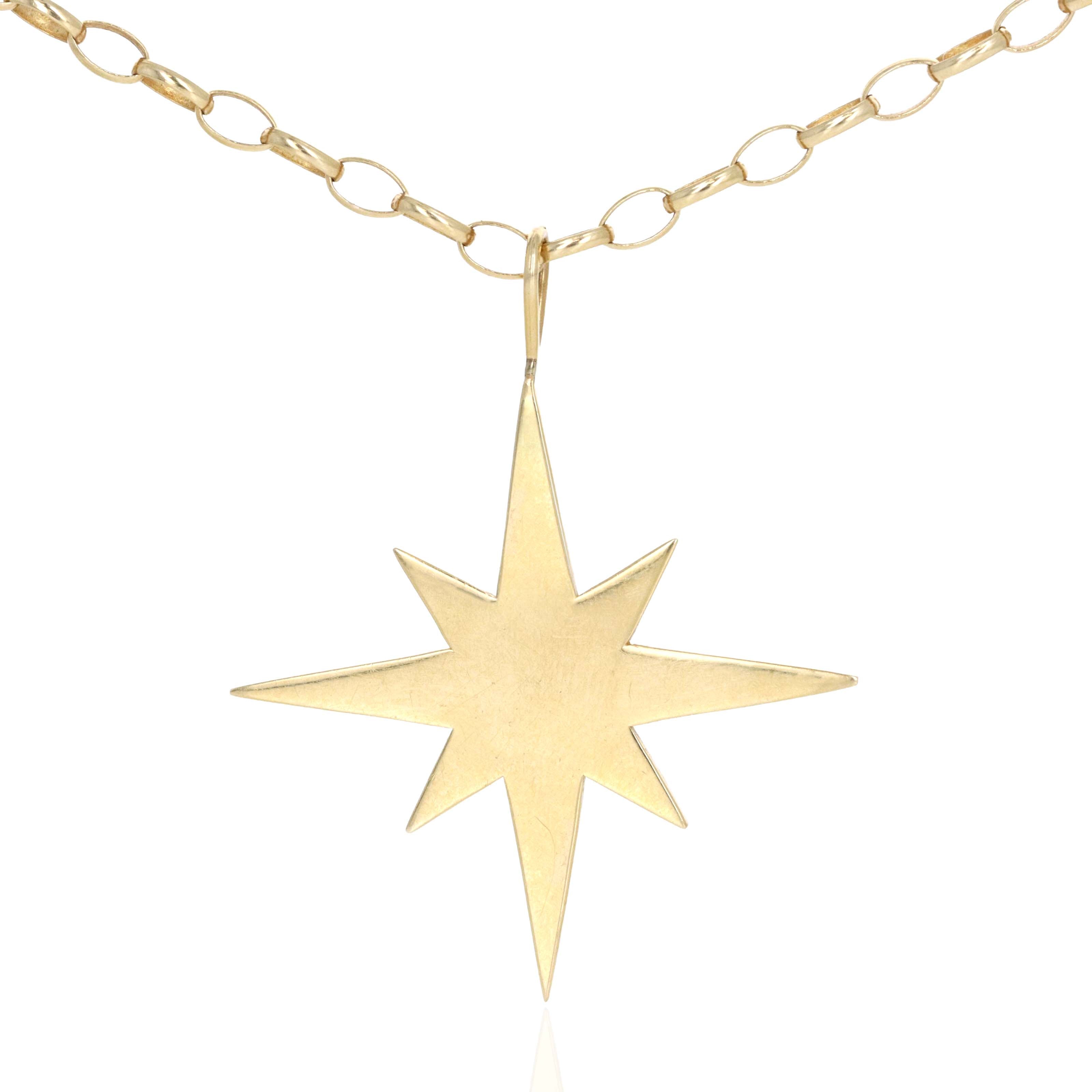 Sydney Evan 14K Yellow Gold "Pure Gold Starburst Charm" Pendant Necklace - Replica Handbags