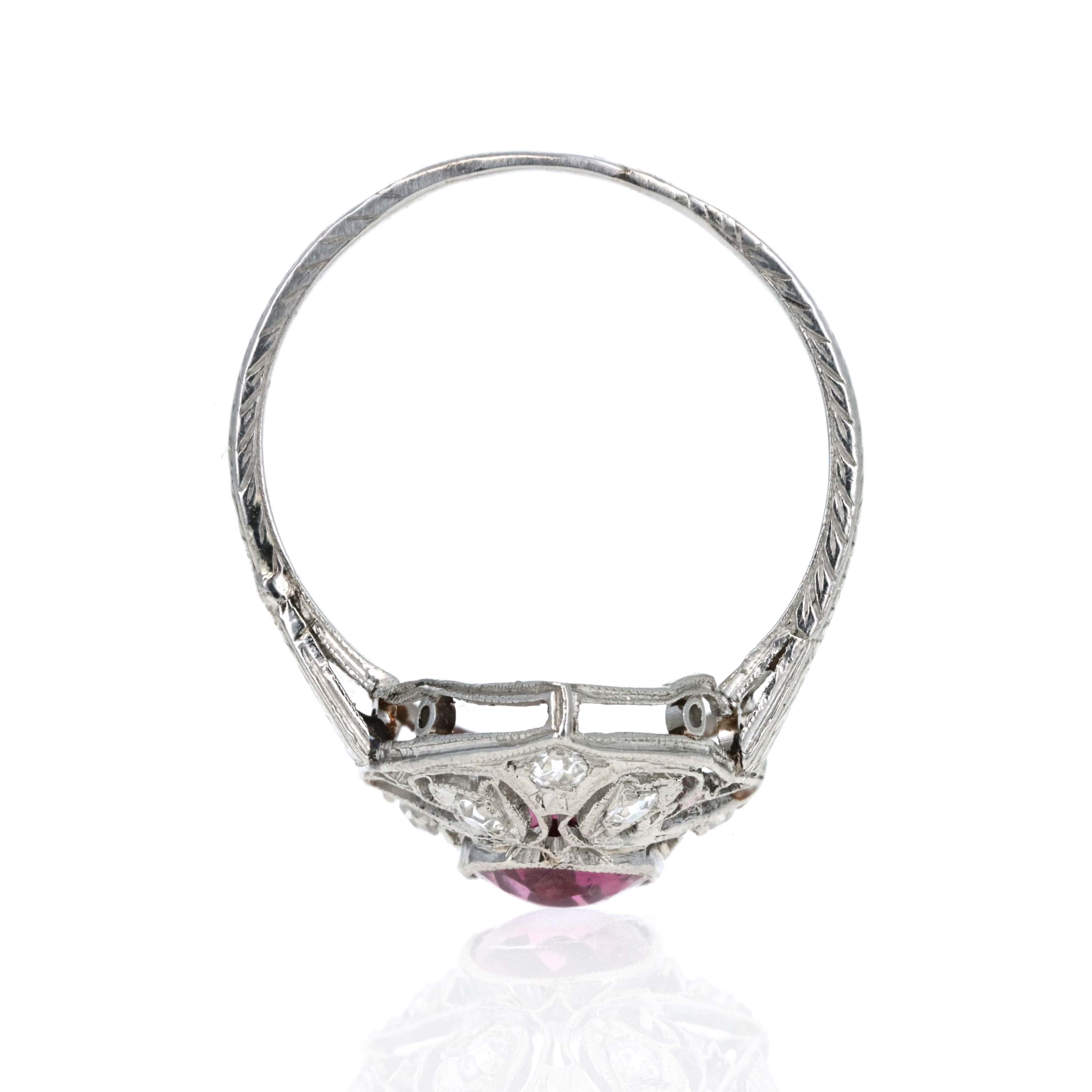 Art Deco Platinum 1 Carat Spinel Diamond Filigree Ring -  Replica Handbags 