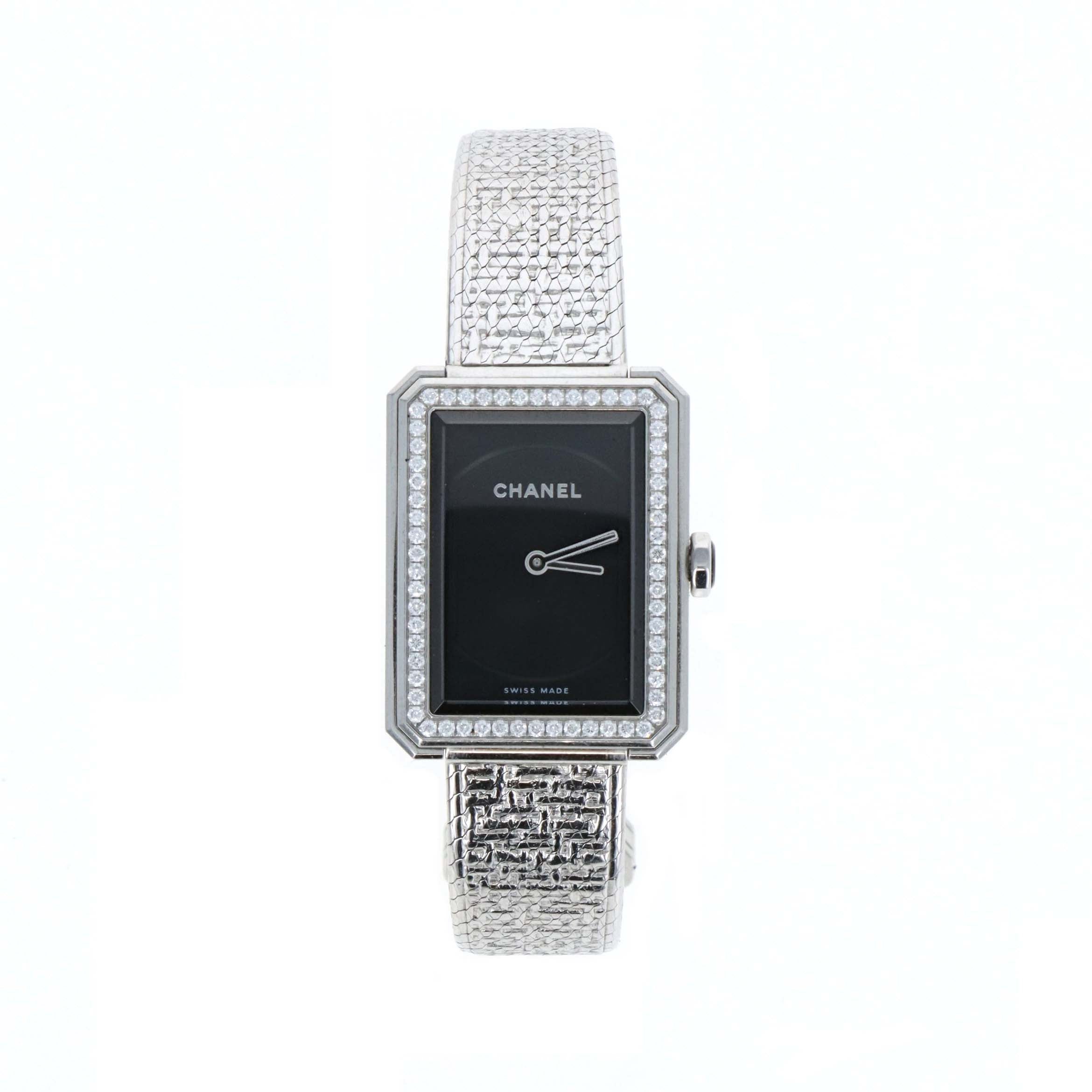 Chanel Tweed Boyfriend Watch Medium Stainless Steel With Diamonds - Replica Handbags