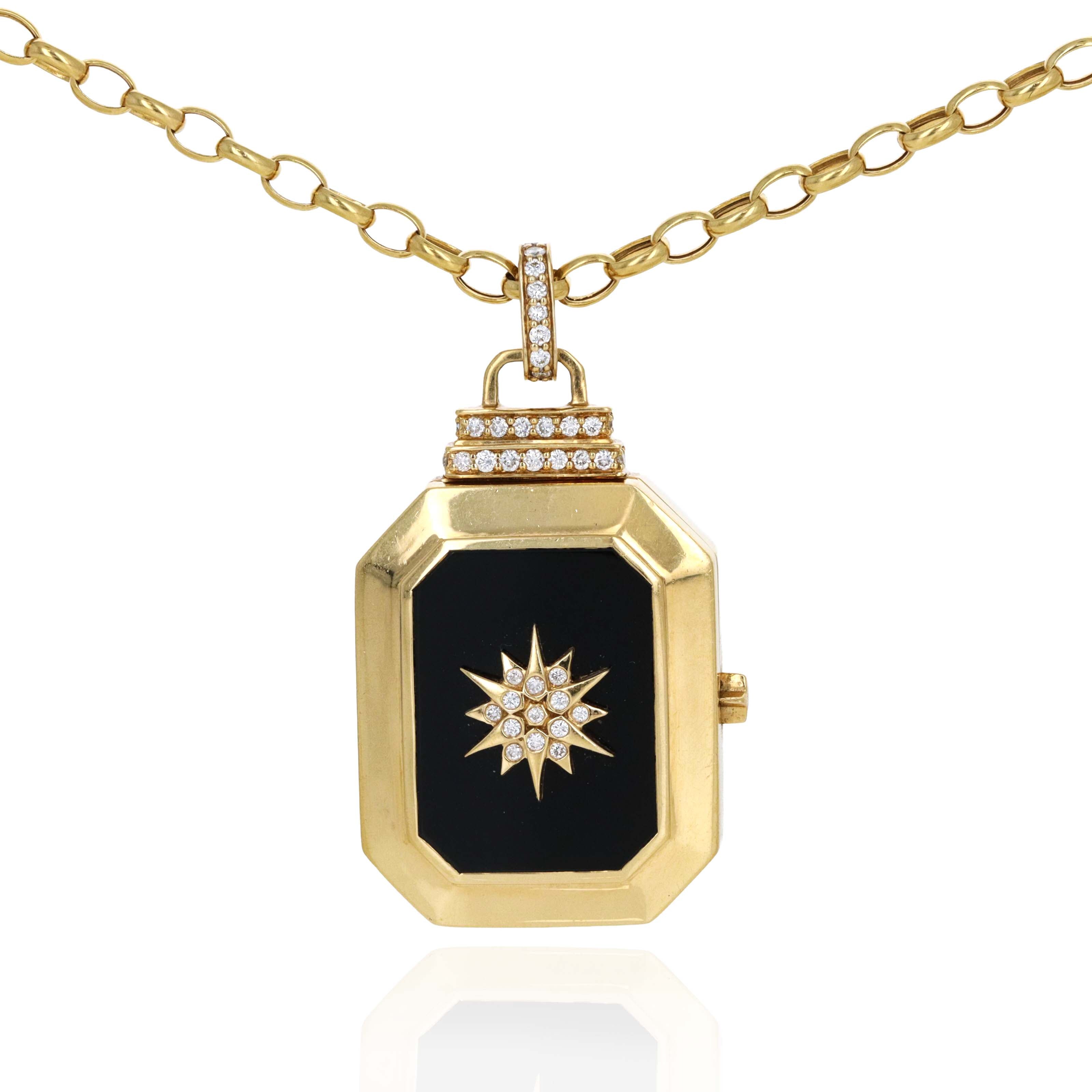 Sorellina 18K Yellow Gold "Le Stelle Star" Onyx & 0.15 Carat Diamond Locket Necklace -  Replica Handbags 
