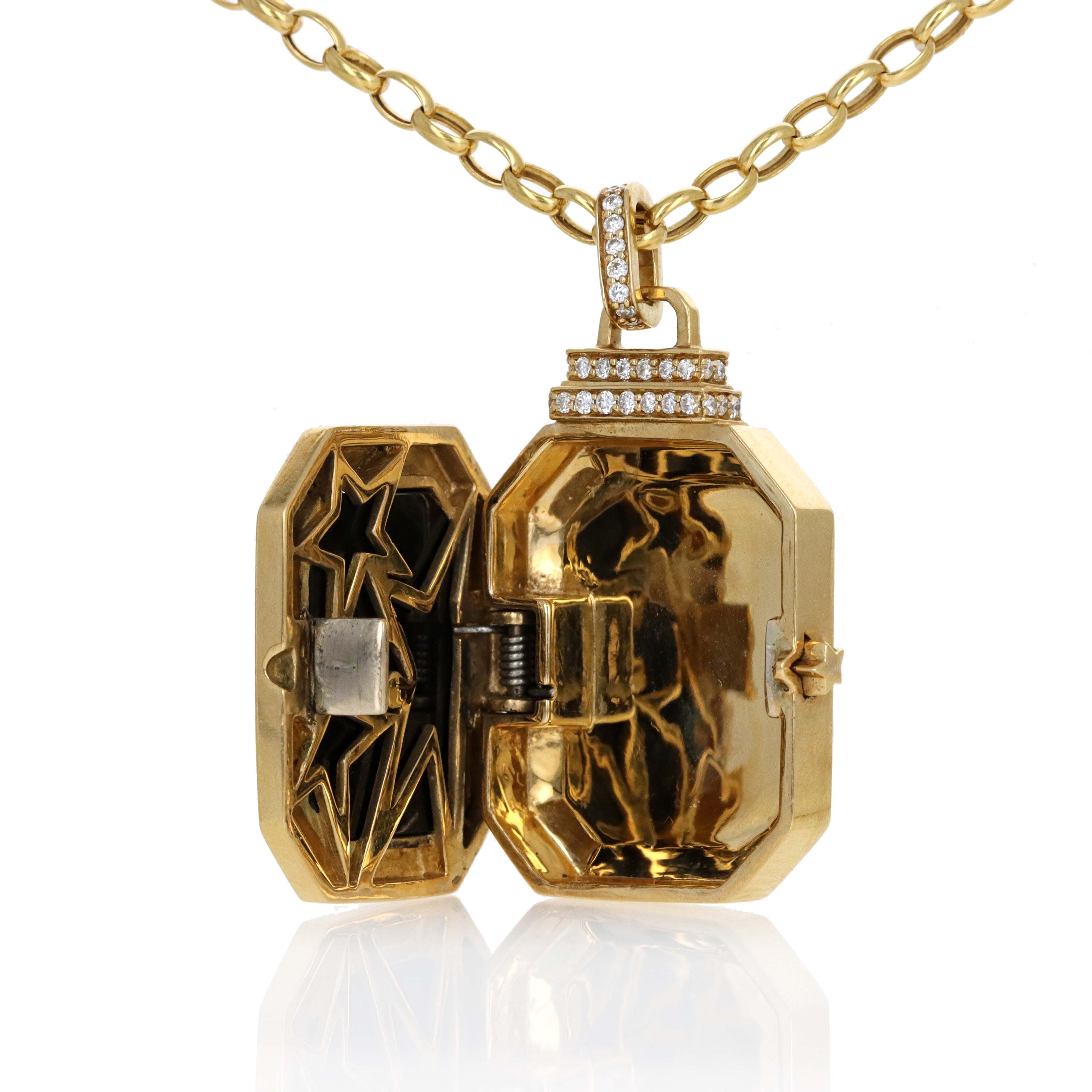 Sorellina 18K Yellow Gold "Le Stelle Star" Onyx & 0.15 Carat Diamond Locket Necklace -  Replica Handbags 