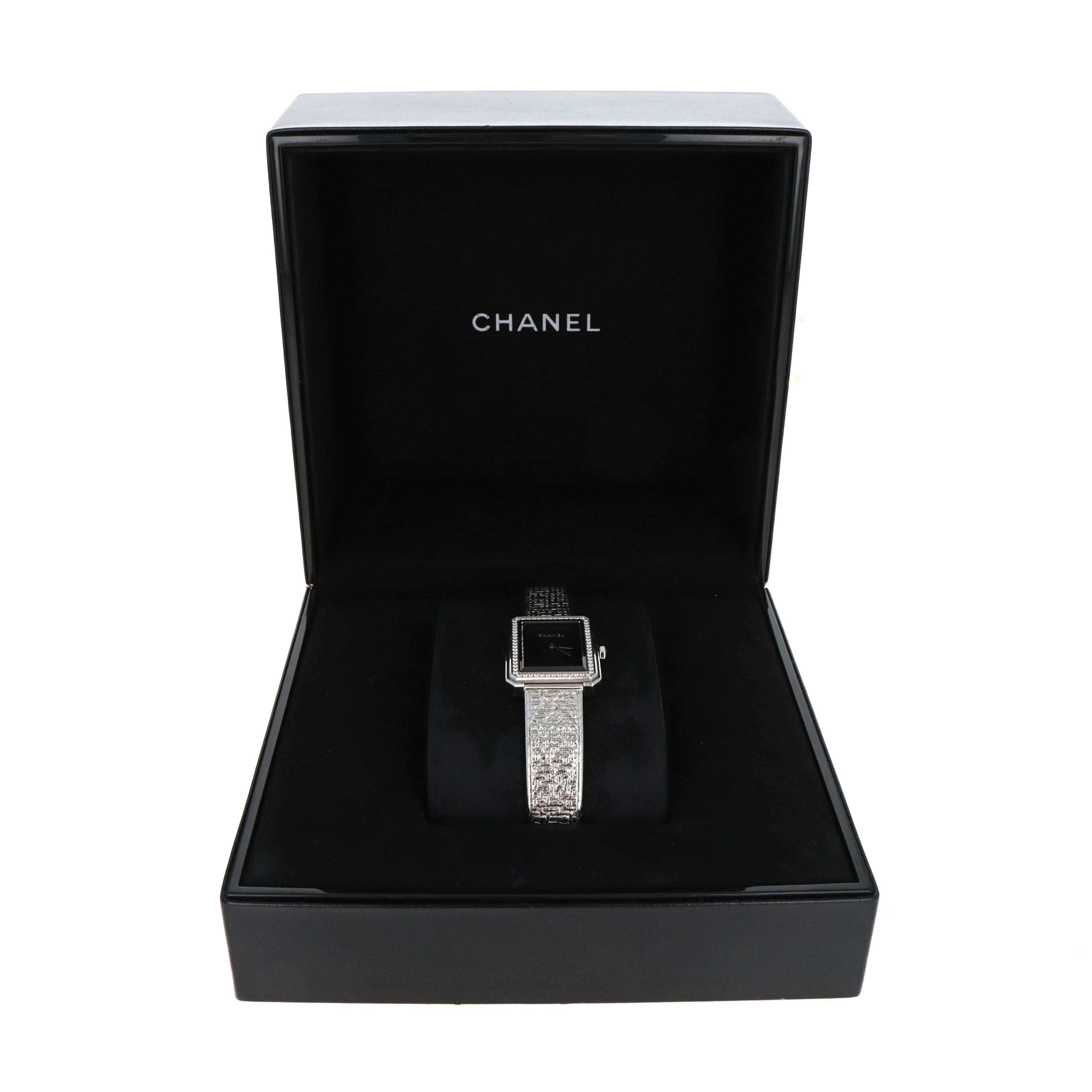 Chanel Tweed Boyfriend Watch Medium Stainless Steel With Diamonds -  Replica Handbags 