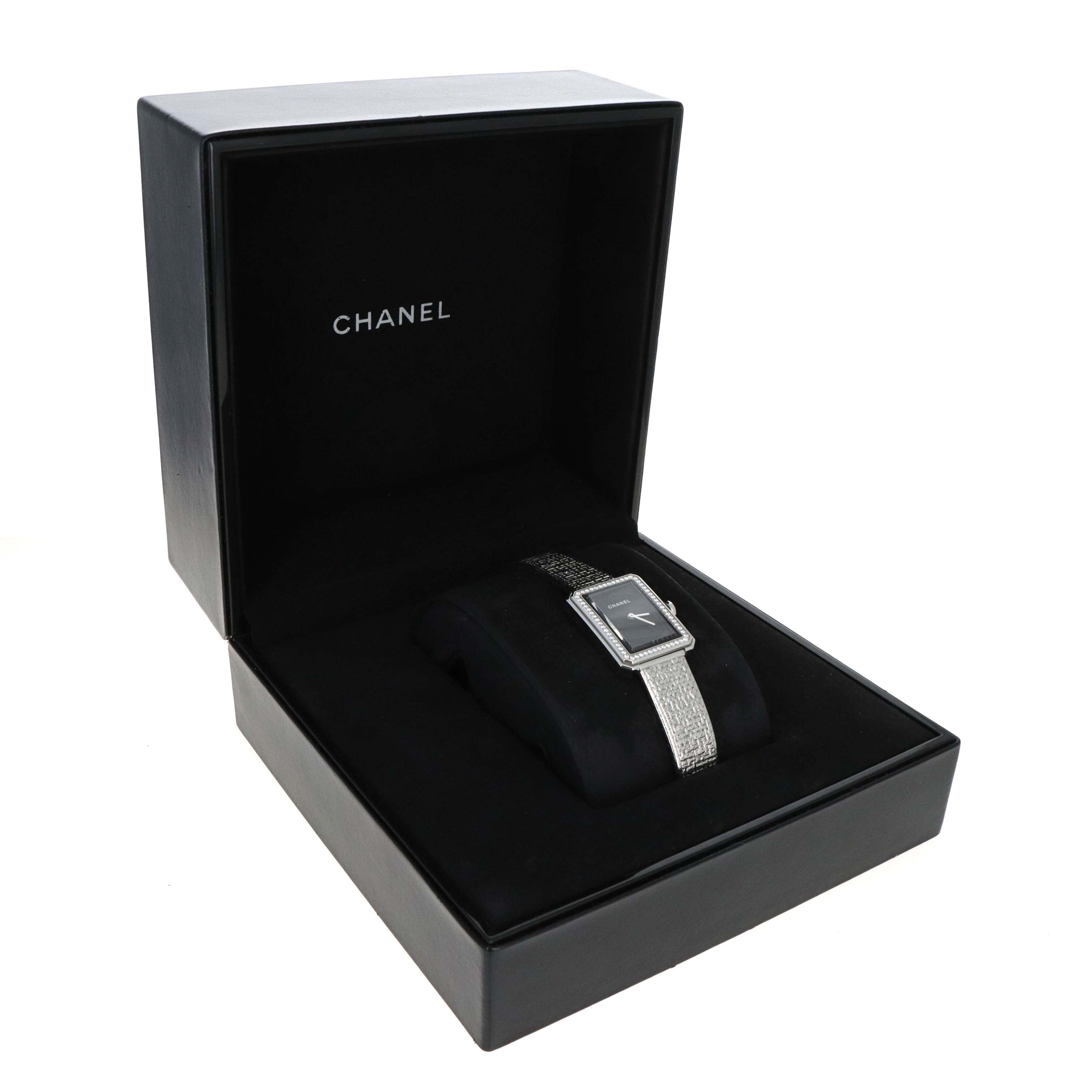 Chanel Tweed Boyfriend Watch Medium Stainless Steel With Diamonds - Replica Handbags