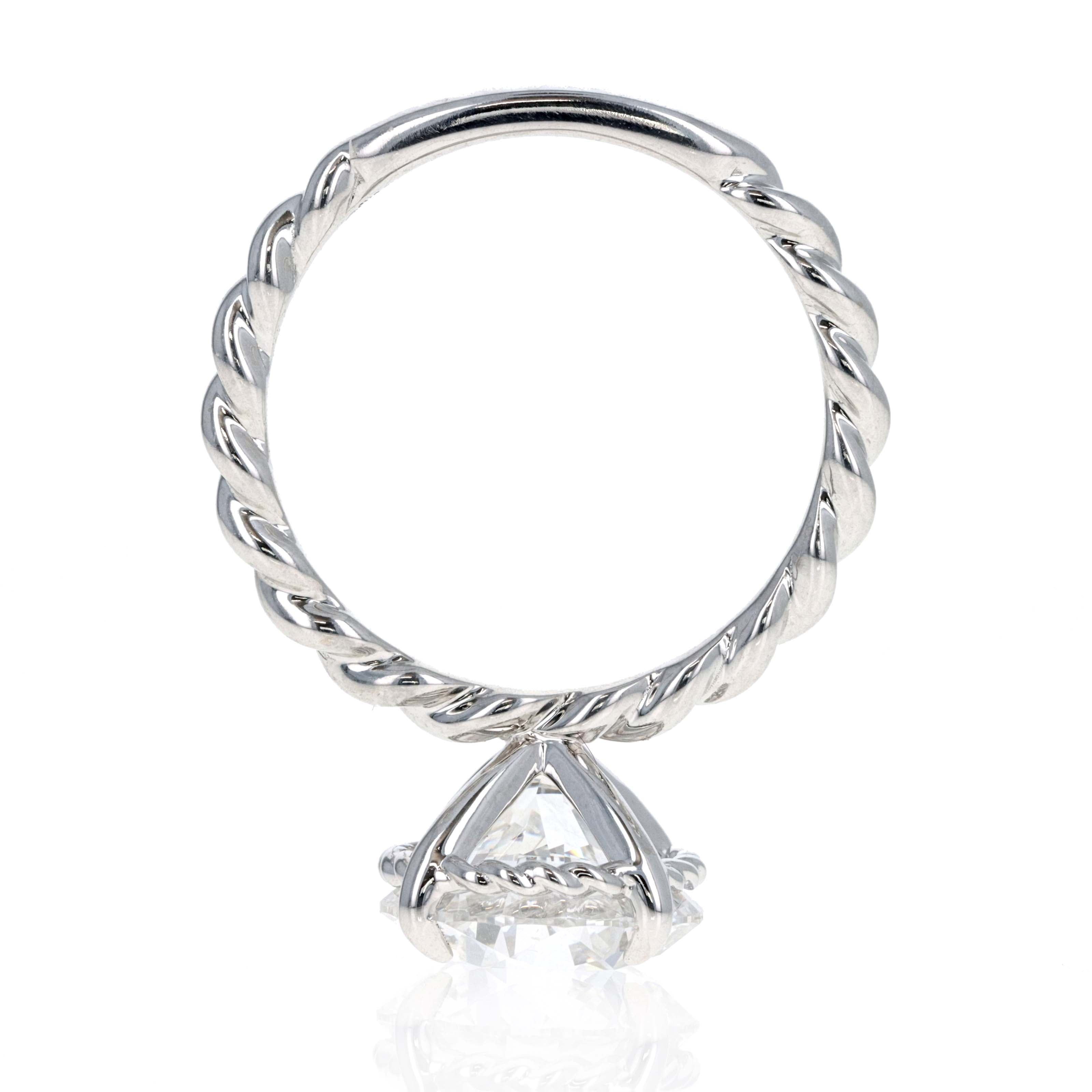 Lab Grown 4 Carat Round Diamond Braided Engagement Ring 14K White Gold - Replica Handbags