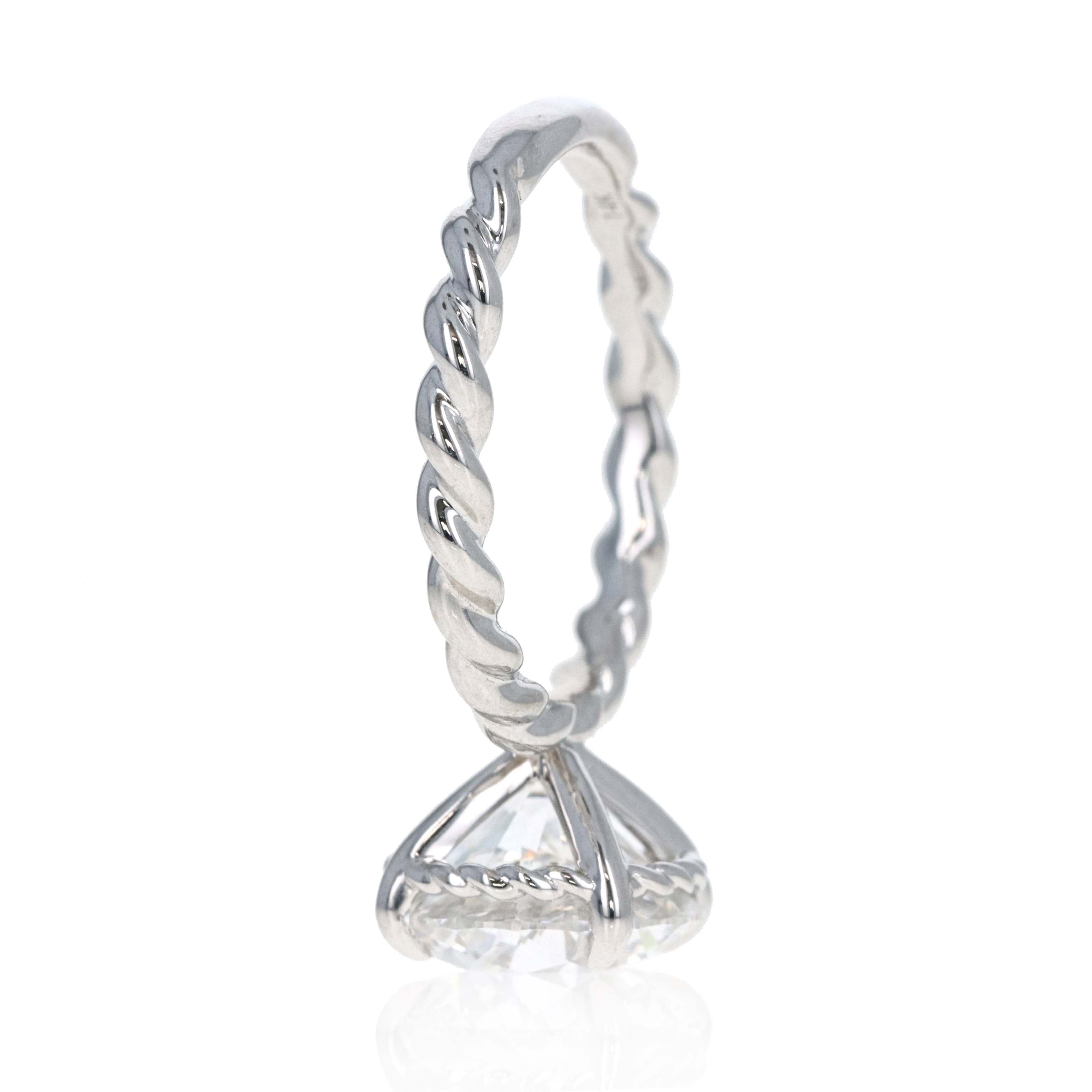 Lab Grown 4 Carat Round Diamond Braided Engagement Ring 14K White Gold - Replica Handbags