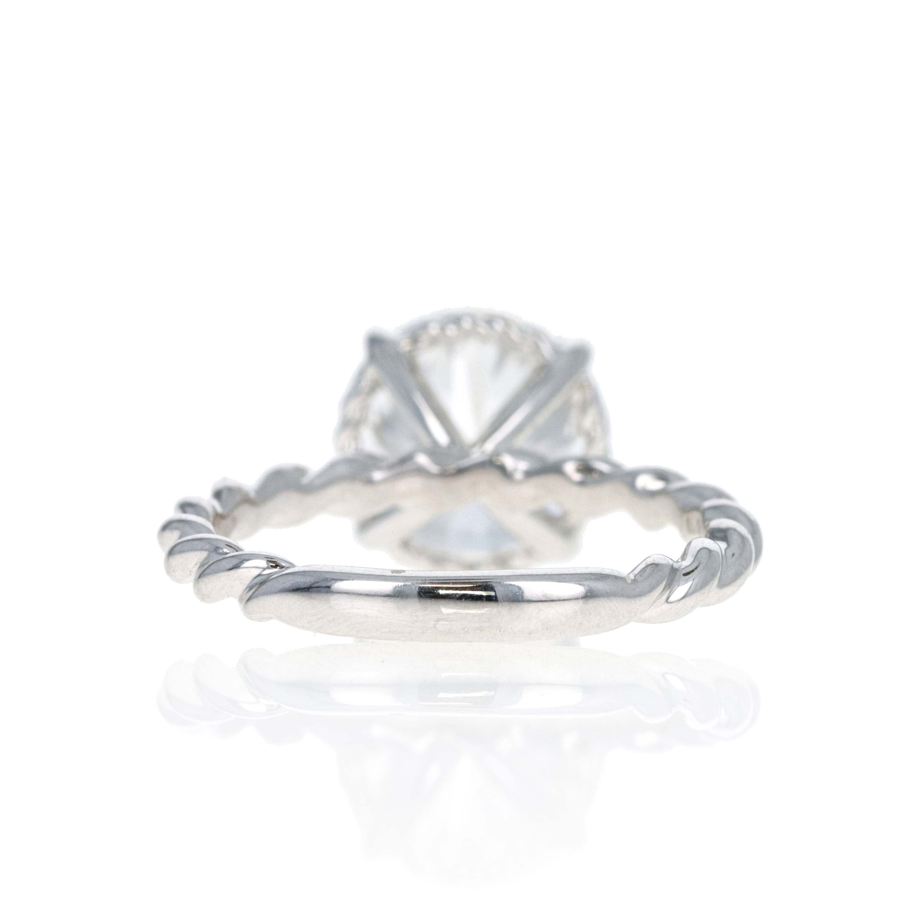Lab Grown 4 Carat Round Diamond Braided Engagement Ring 14K White Gold - Replica Handbags