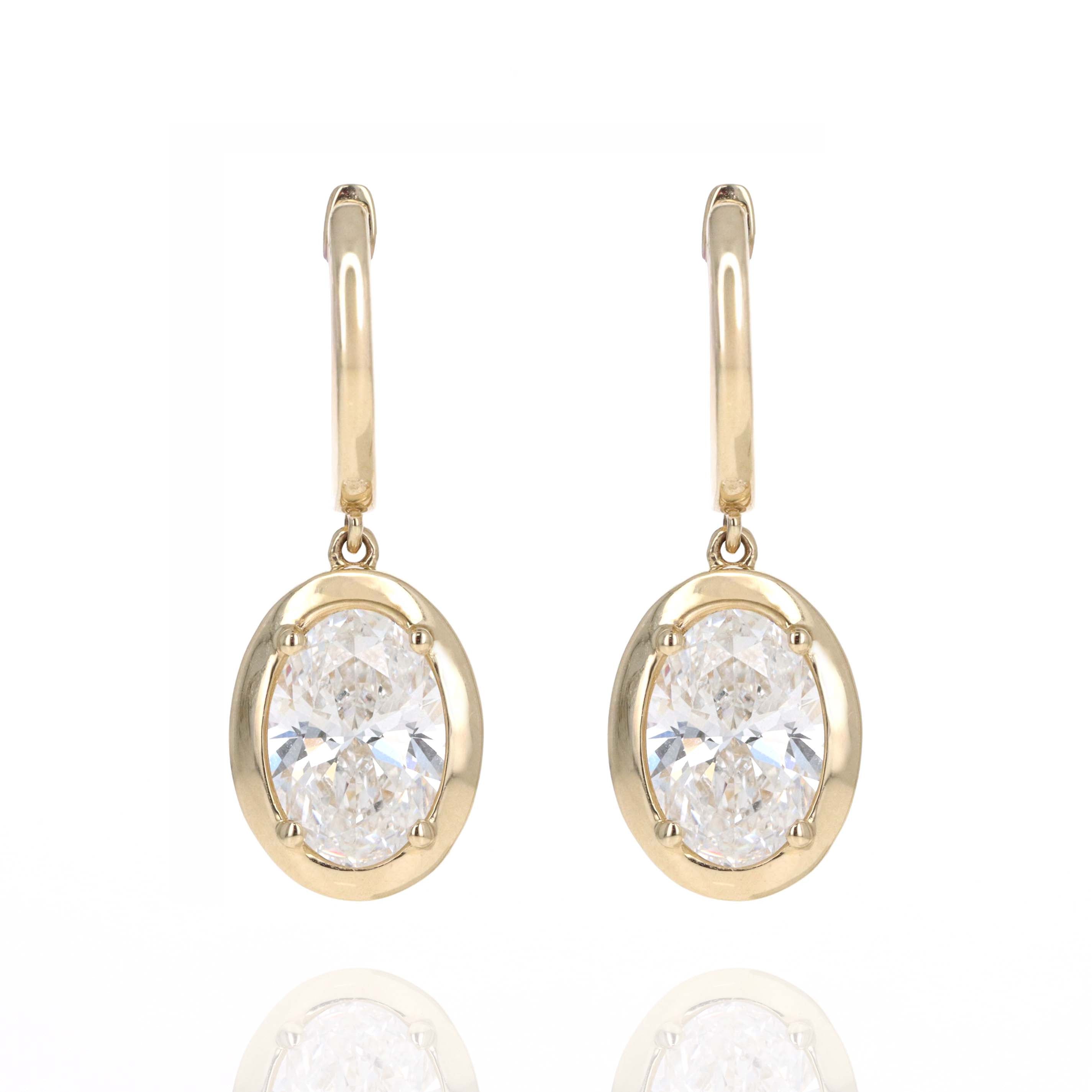Lab Grown 3 Carat Diamond Oval Drop Earrings -  Replica Handbags 