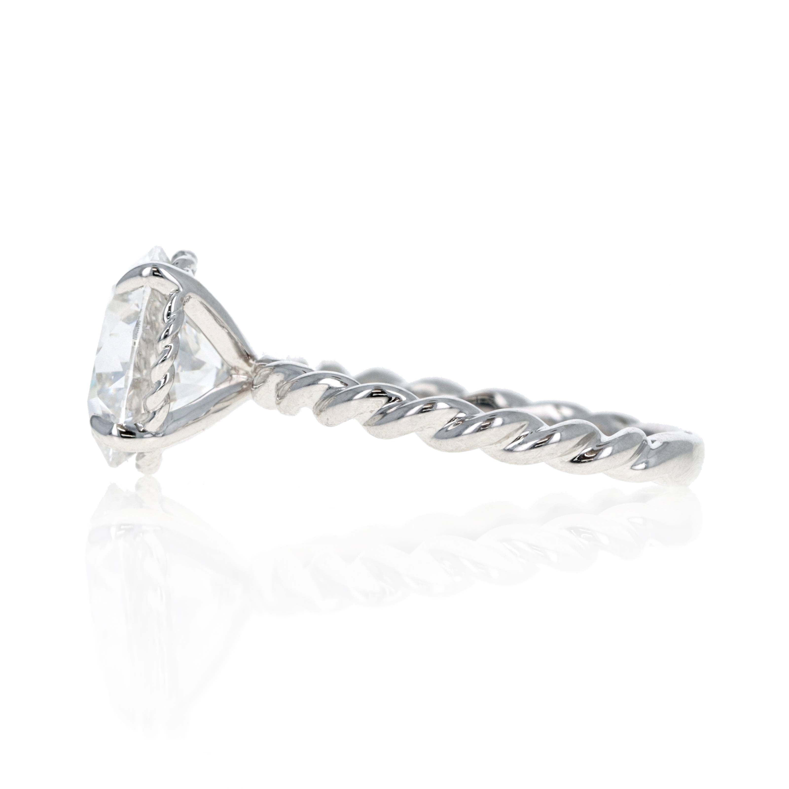 Lab Grown 4 Carat Round Diamond Braided Engagement Ring 14K White Gold - Replica Handbags