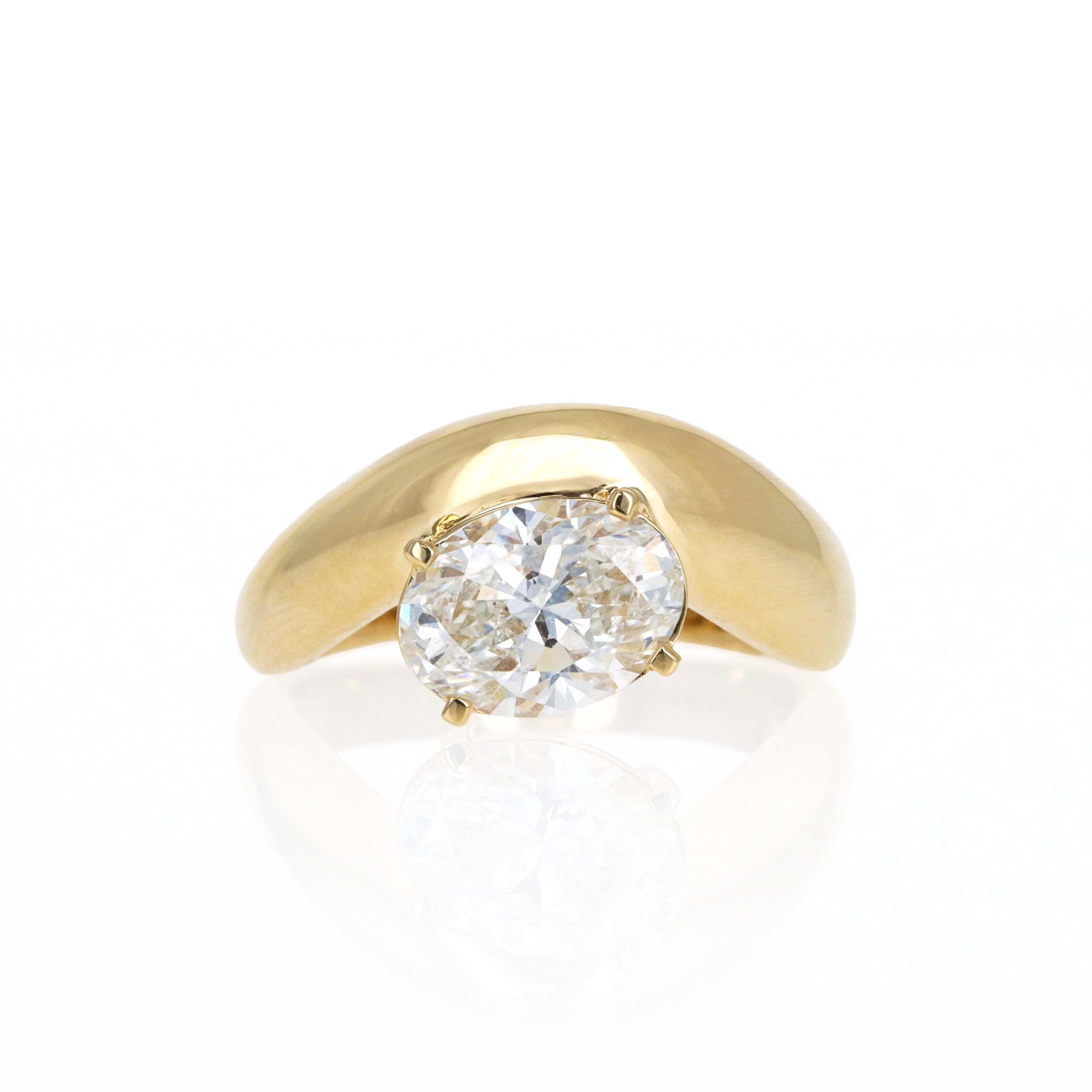 Lab Grown Oval Diamond East West Curve Ring -  Replica Handbags 