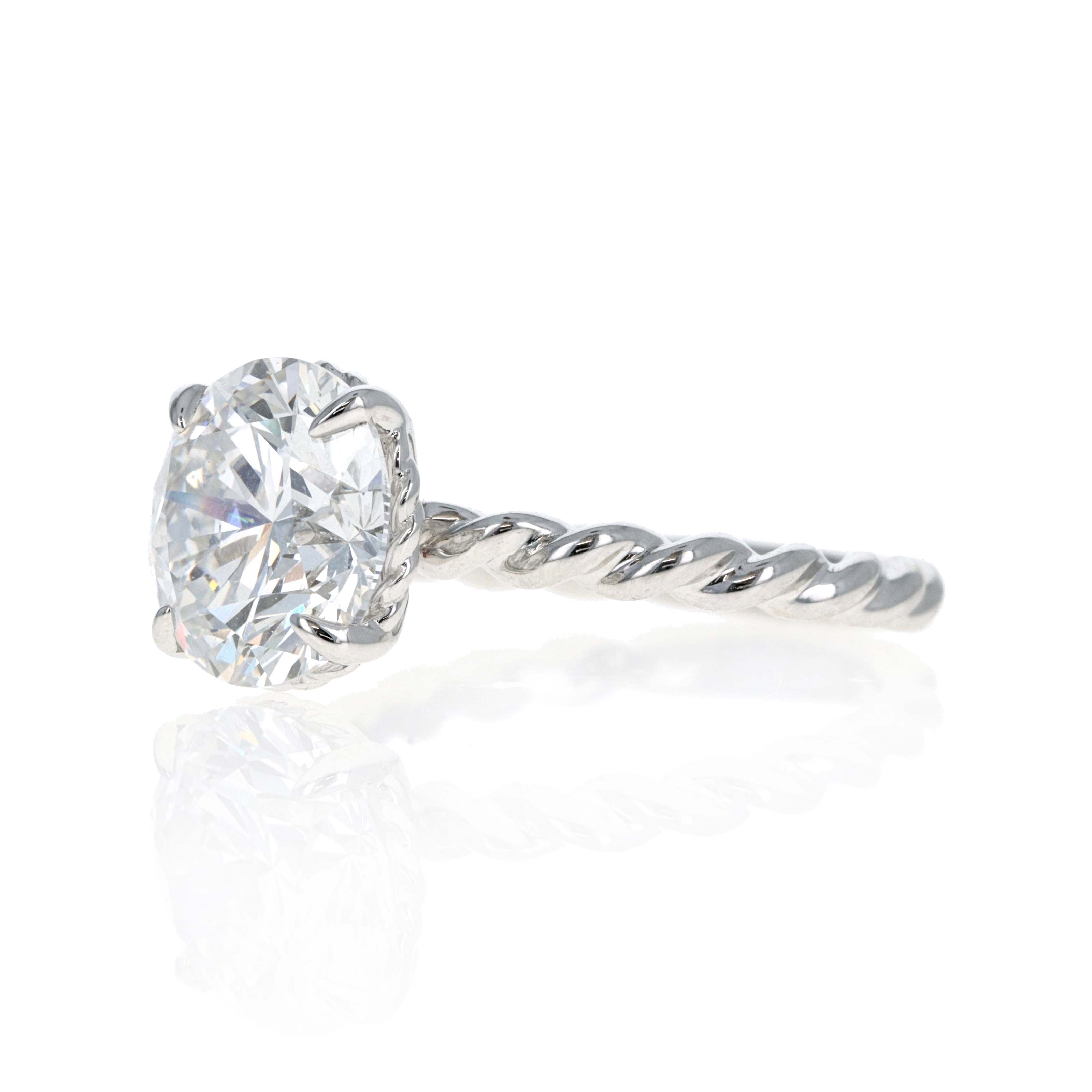 Lab Grown 4 Carat Round Diamond Braided Engagement Ring 14K White Gold -  Replica Handbags 