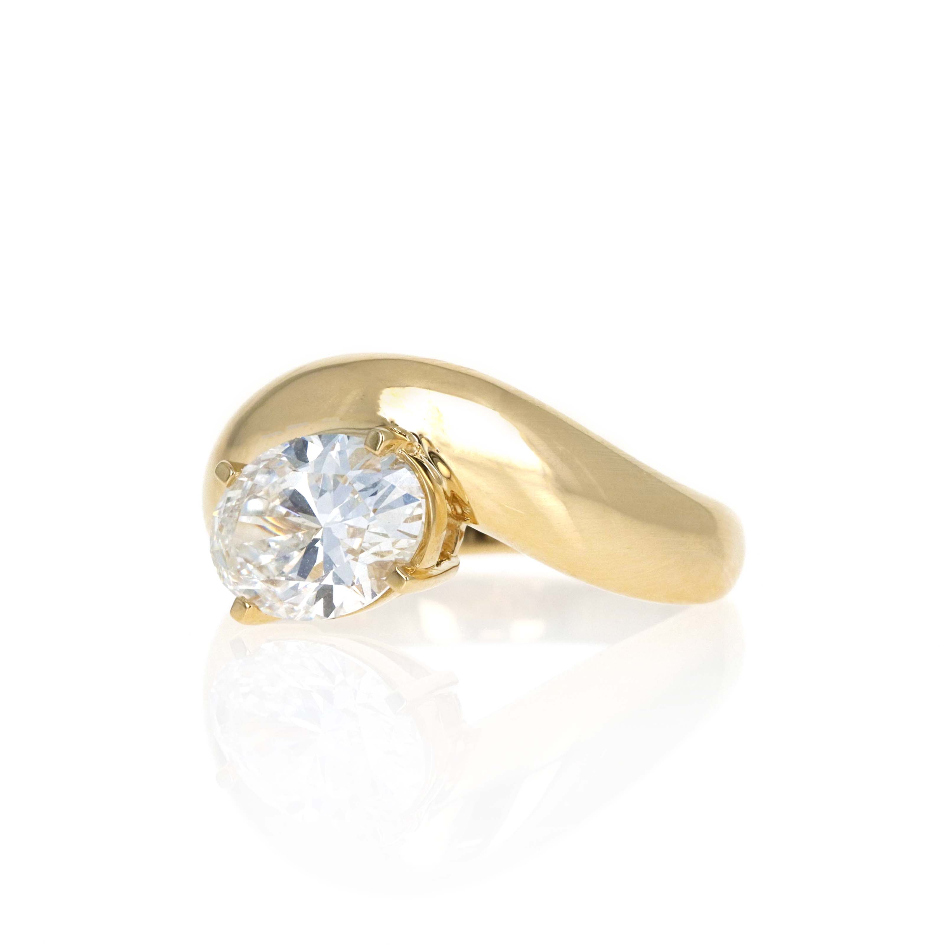Lab Grown Oval Diamond East West Curve Ring -  Replica Handbags 