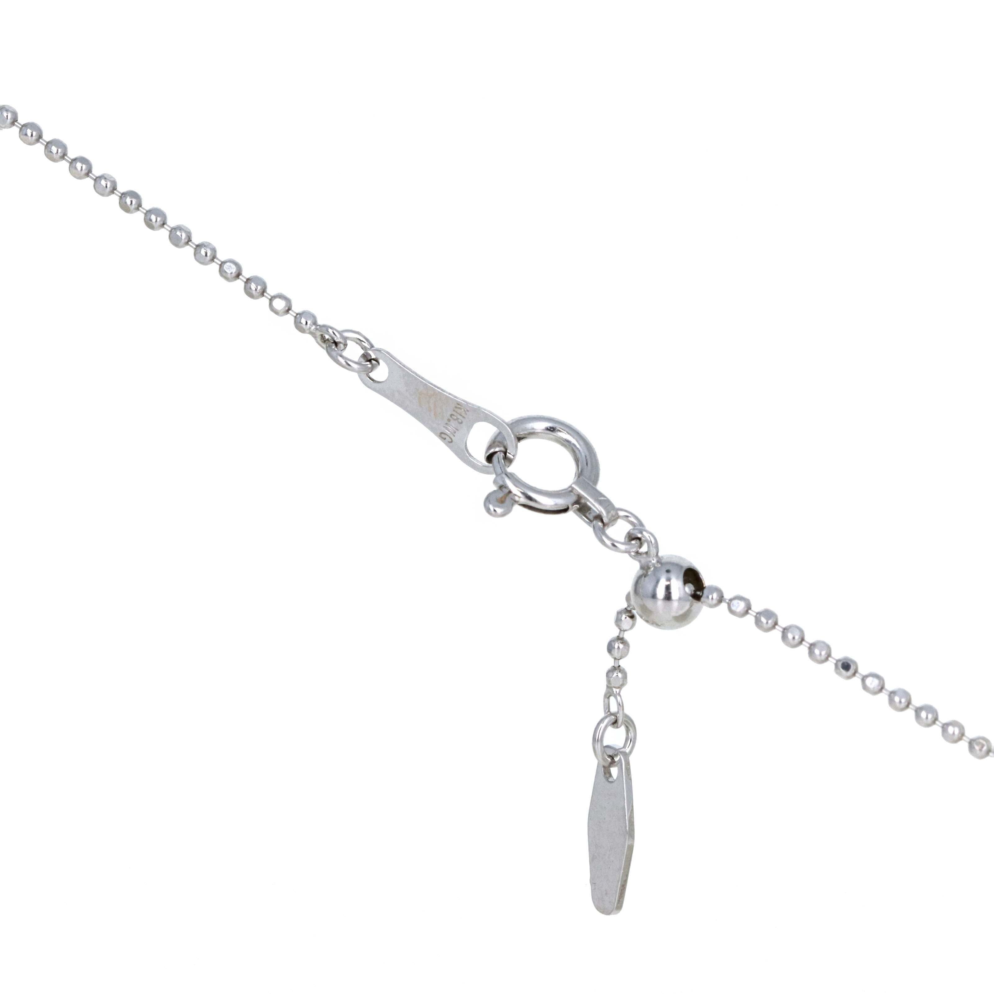 18K White Gold 0.40 Carat Pear Diamond Bead Chain Pendant Necklace -  Replica Handbags 